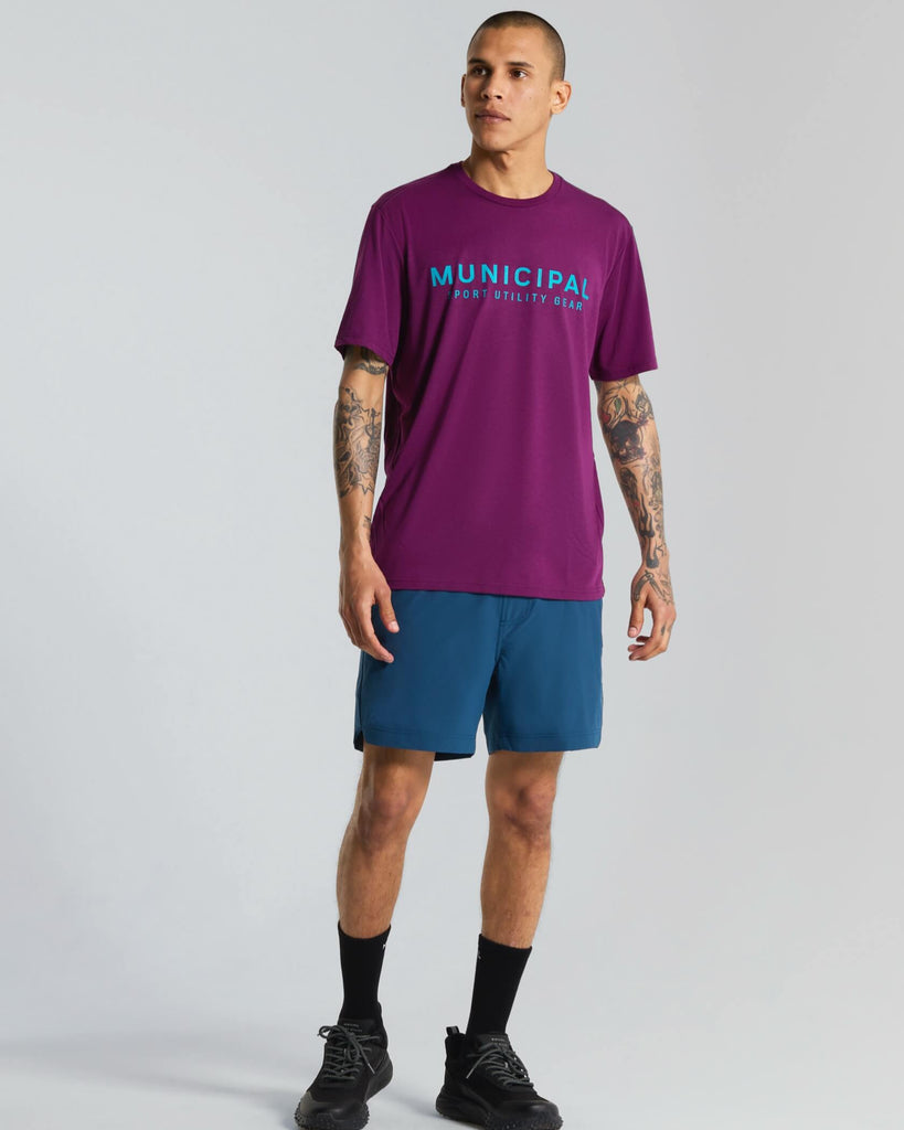 4AM Club T-Shirt in Dark Purple / Caribbean Sea | MUNICIPAL