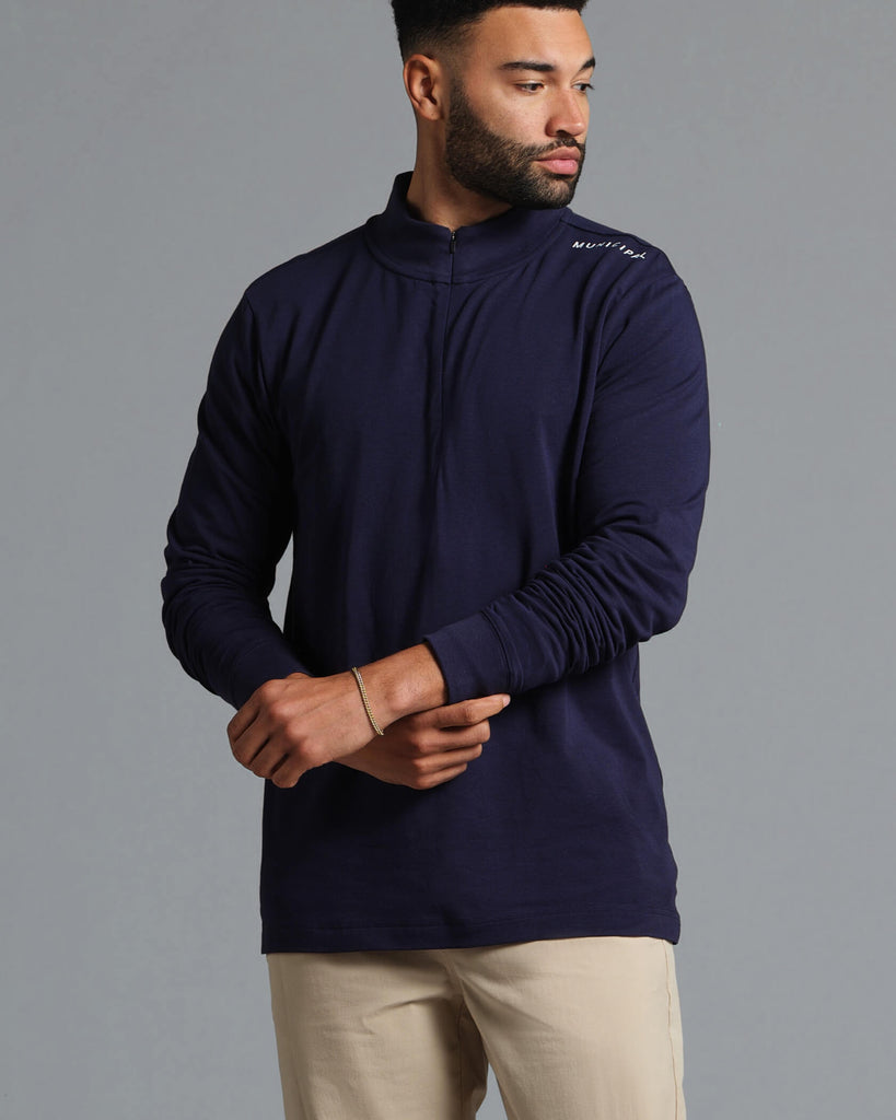 Enduro Stretch Half Zip in Navy | MUNICIPAL