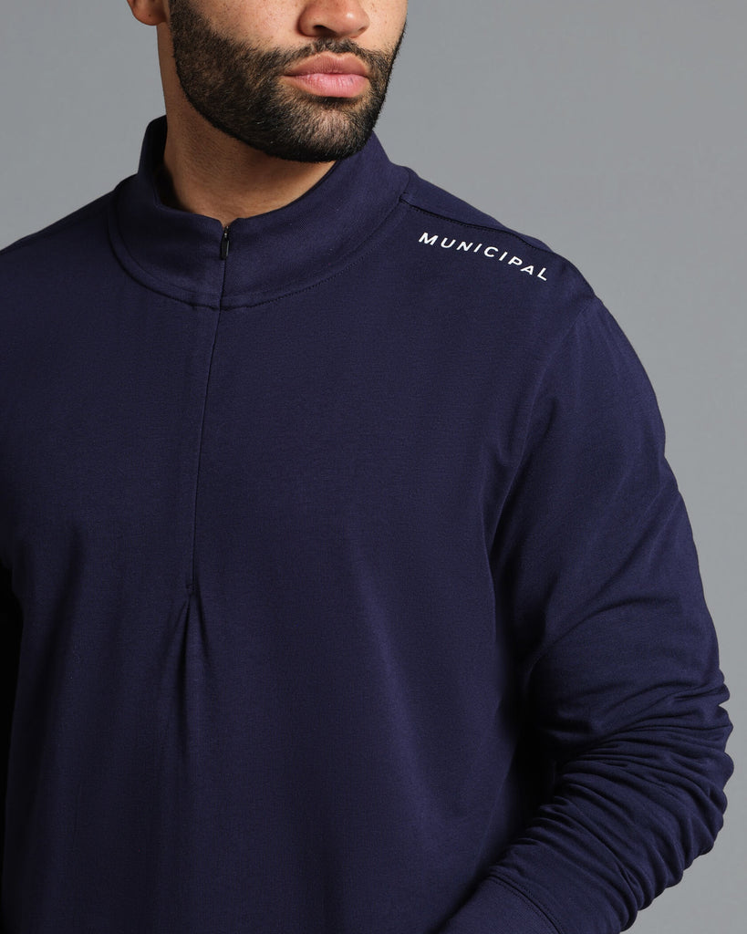Enduro Stretch Half Zip in Navy | MUNICIPAL