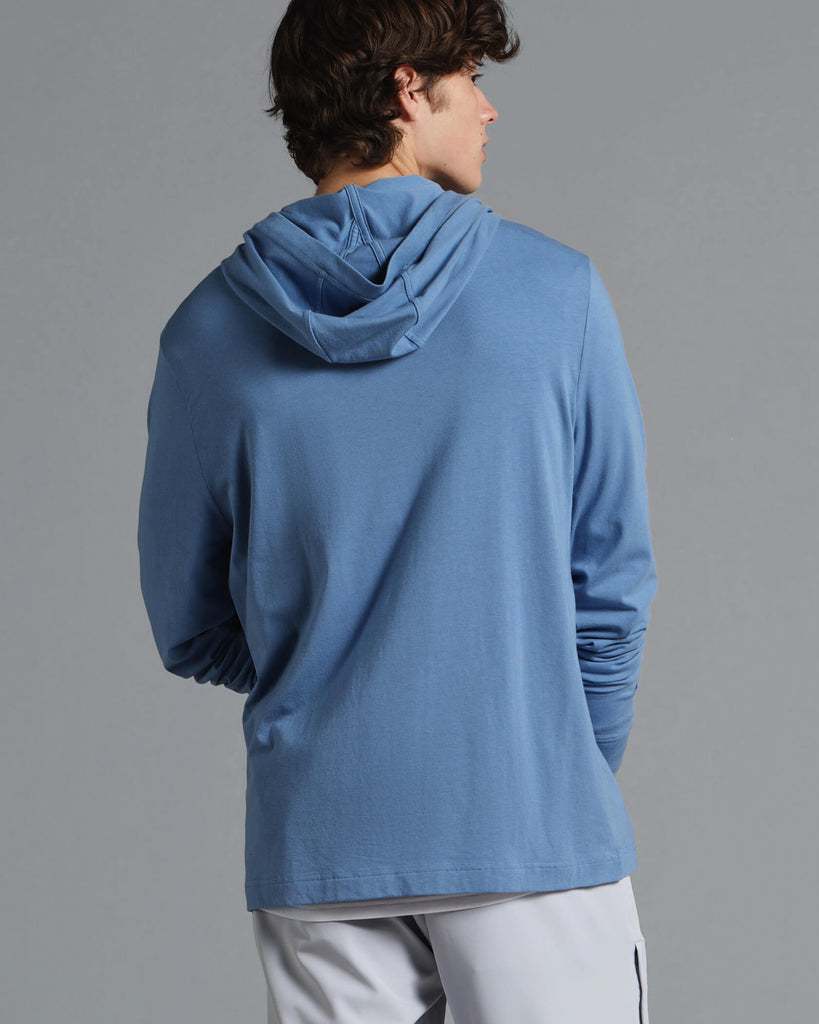Enduro Stretch LS Hooded T-Shirt in Denim | MUNICIPAL