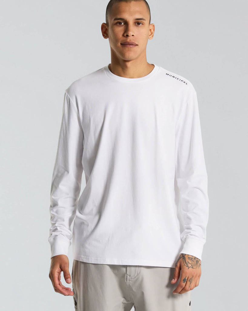 Enduro Stretch LS T-Shirt in White | MUNICIPAL