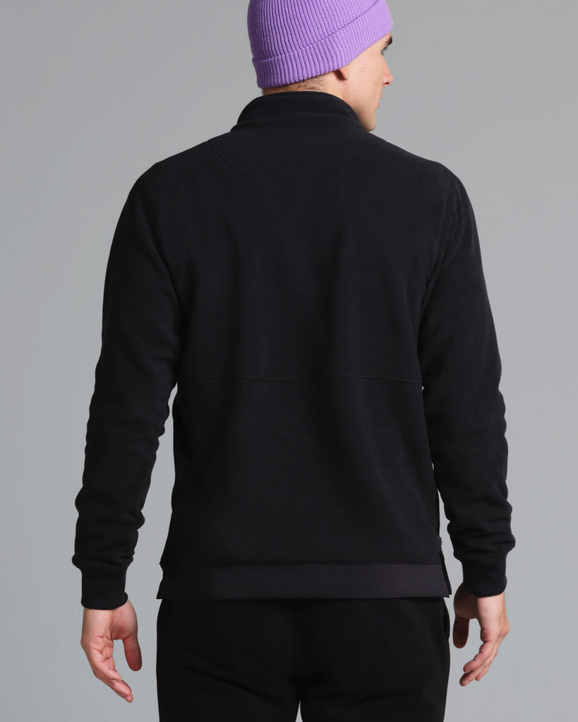 Fleece Snap Mock in Black | MUNICIPAL