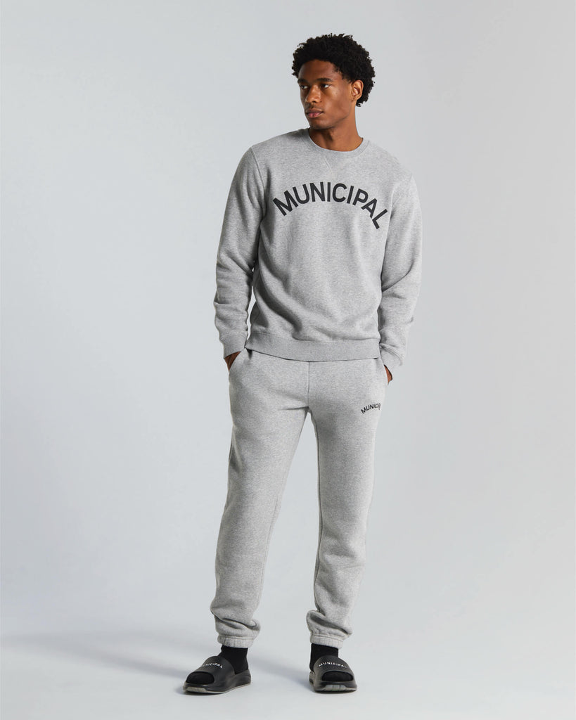 Origin Fleece Crew in Athletic Gray / Black | MUNICIPAL