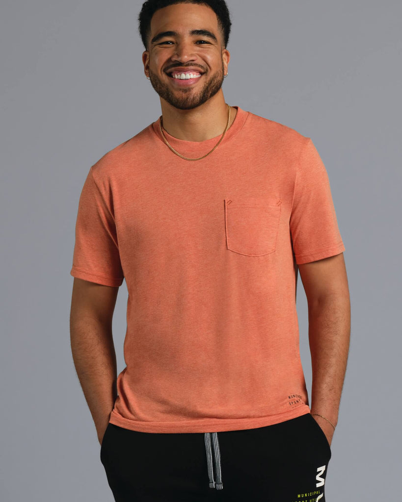 吉野北人 Orangewood Signature Pocket Shirt Pocket SuperBlend T-Shirt in Rust | MUNICIPAL