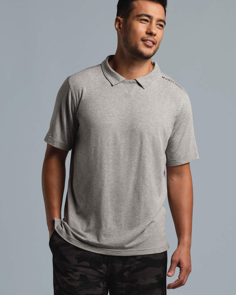 ultimus Offset Button Polo Shirt グレー 半袖 624Wx724H-11124-QuiShaGyHt-0-