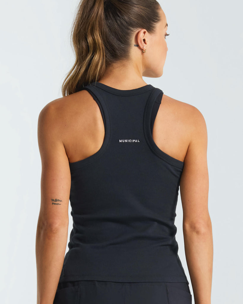 Women's Rib Knit Tank in Black | MUNICIPAL