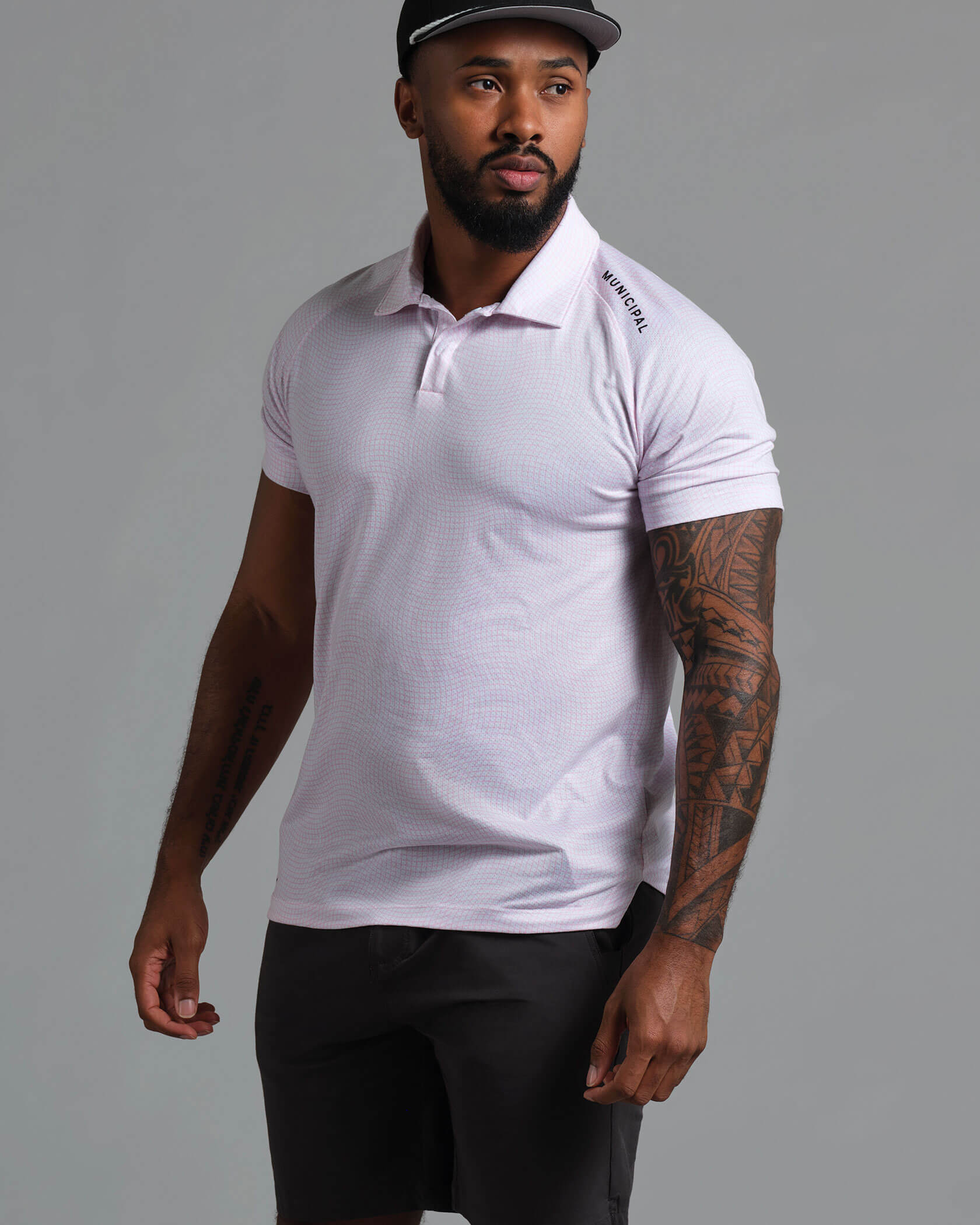 Sport Tech Polo |Wyndham Pink / Wavy Grid| front