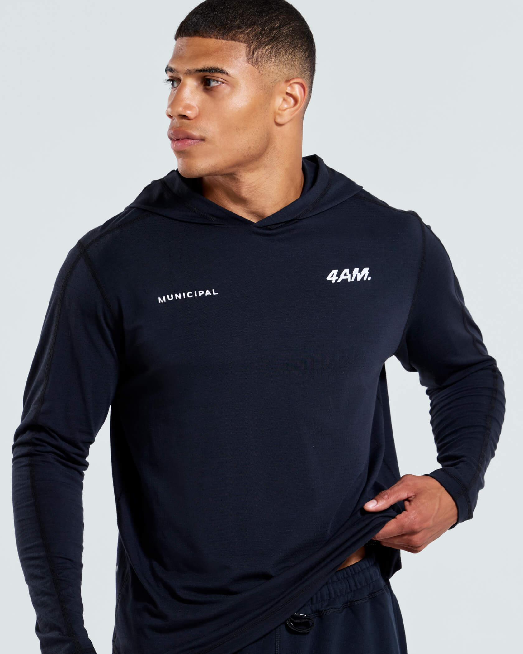 4AM. LS Hooded T-Shirt |Black| lifestyle