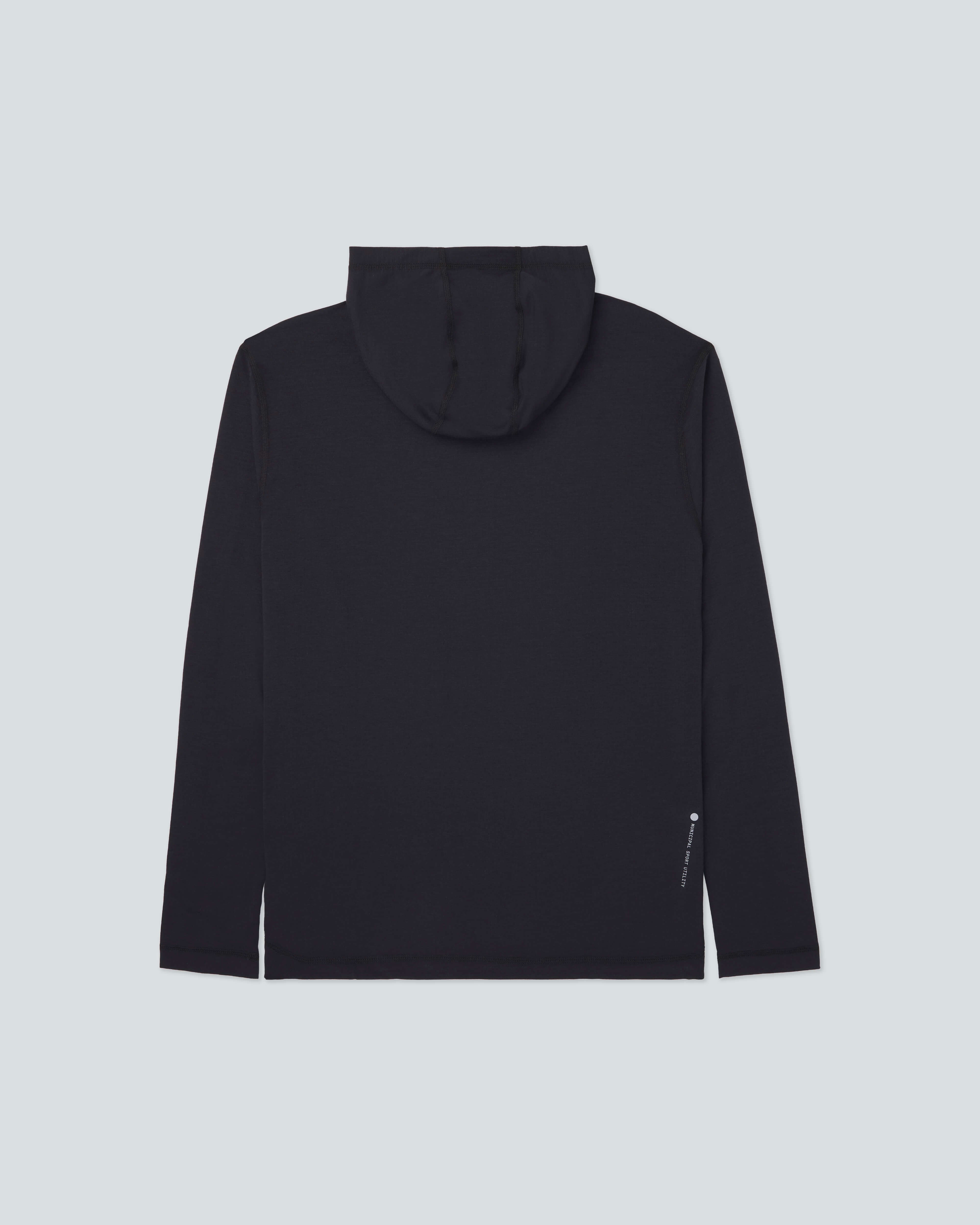 4AM. LS Hooded T-Shirt |Black| flat back