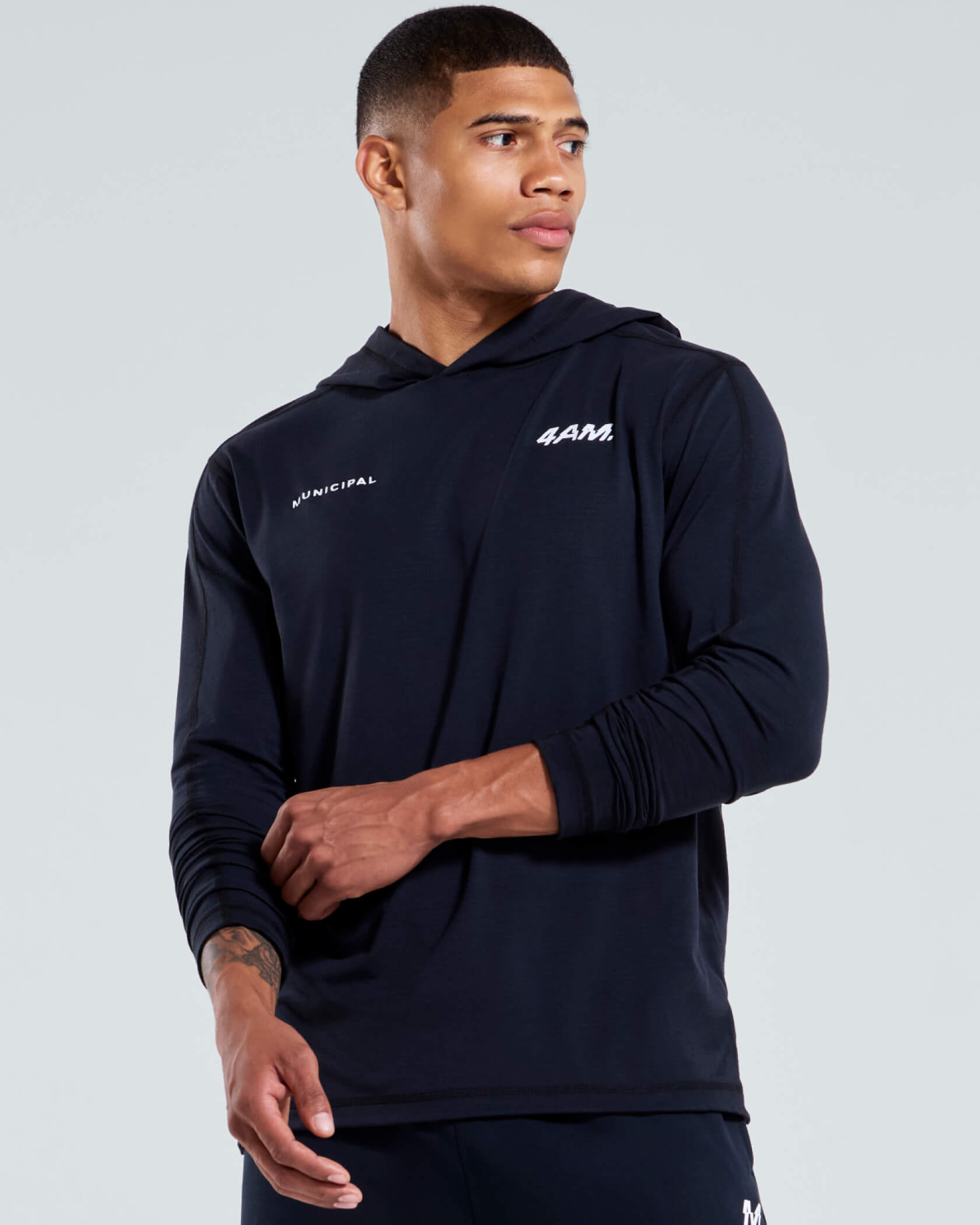 4AM. LS Hooded T-Shirt |Black| lifestyle