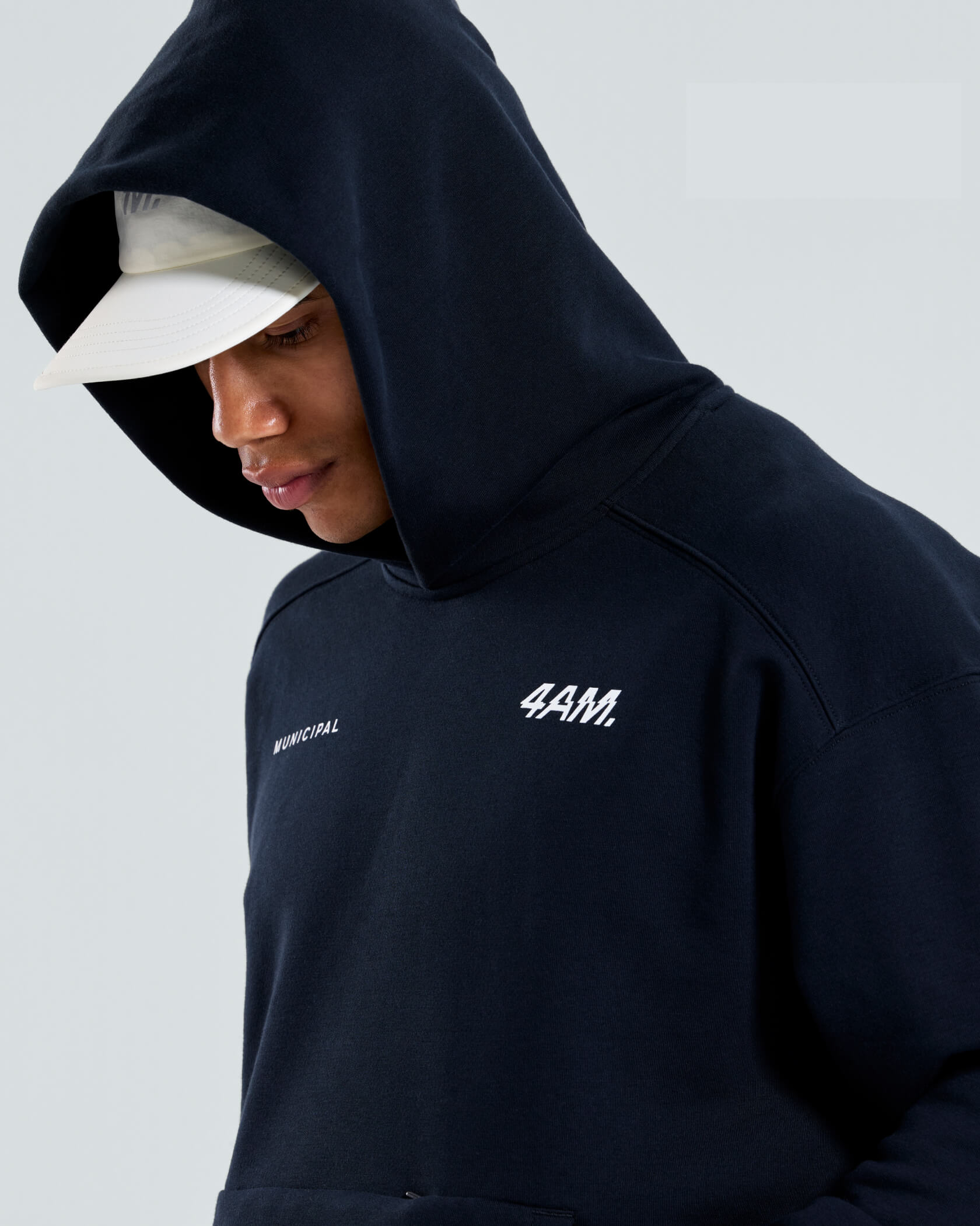 4AM. Fleece Hoodie |Black| hood