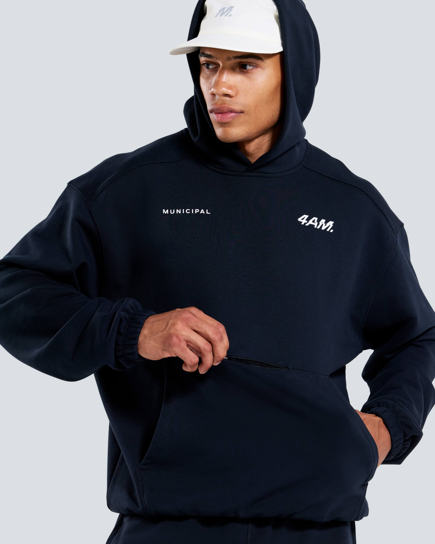 4AM. Fleece Hoodie |Black| detail