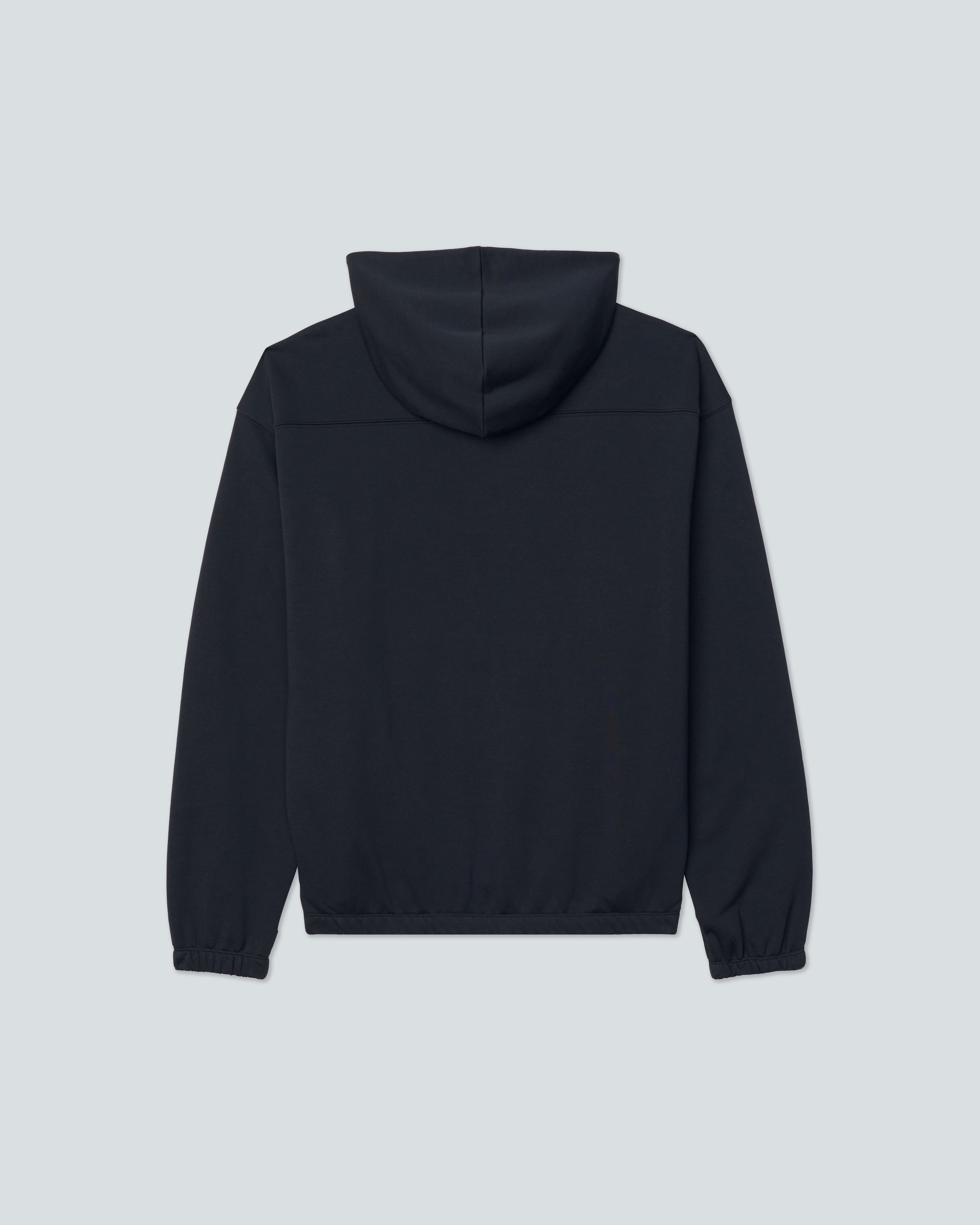 4AM. Fleece Hoodie |Black| flat back