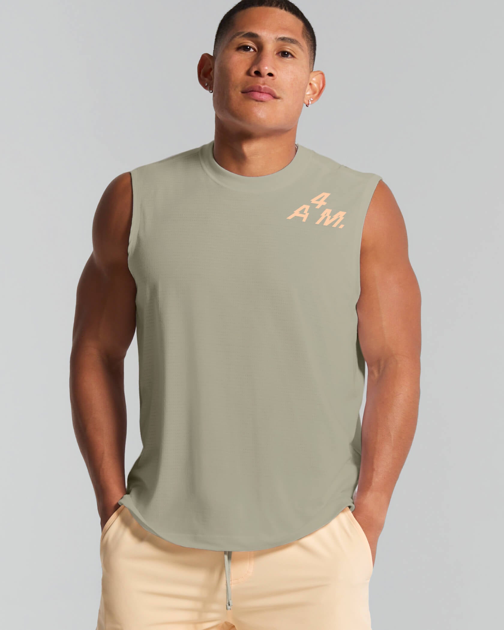 4AM. Tri Tank |Seagrass Heather| front