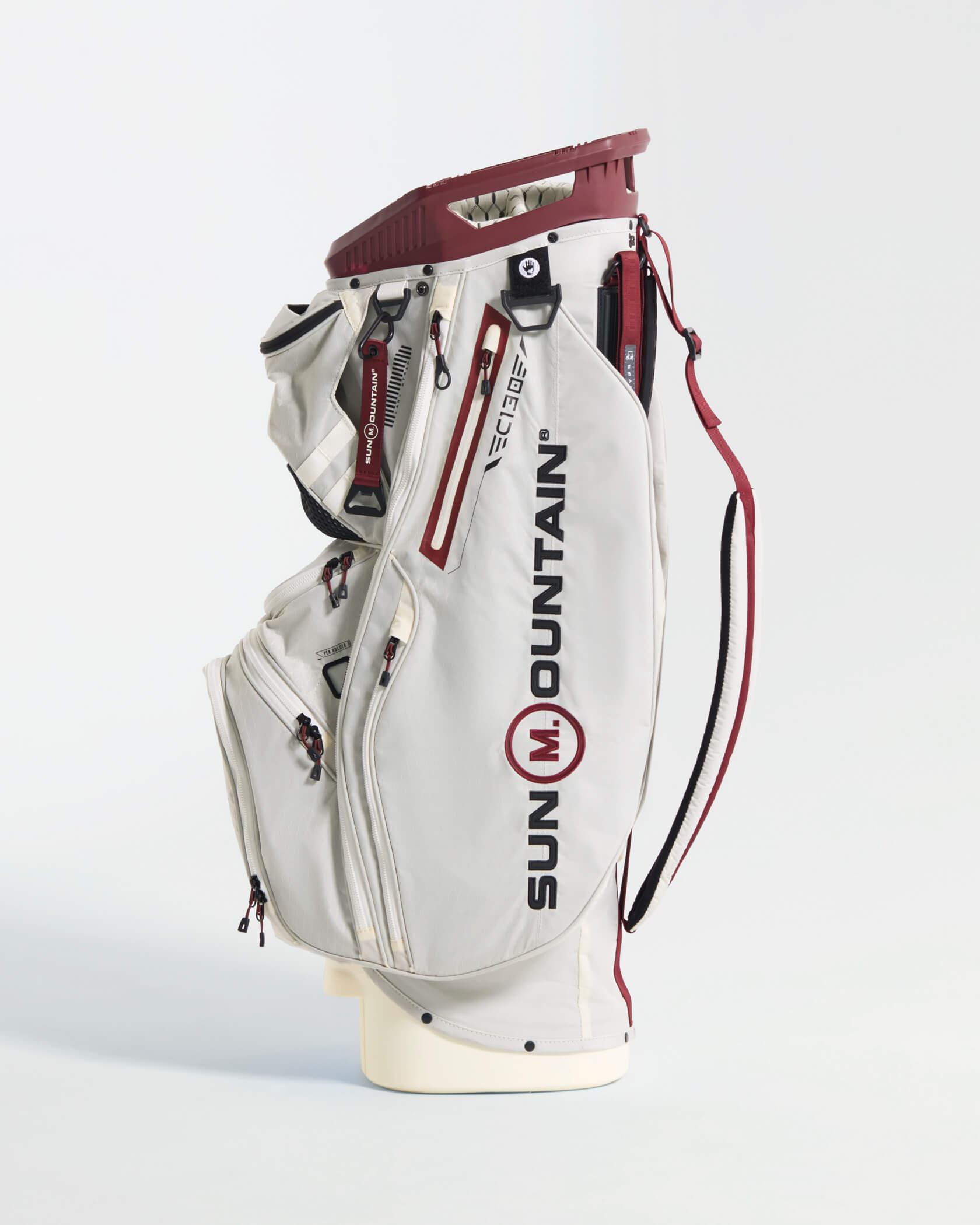 Sun Mountain x MUNICIPAL C-130 Cart Bag |Natural / Cardinal| front