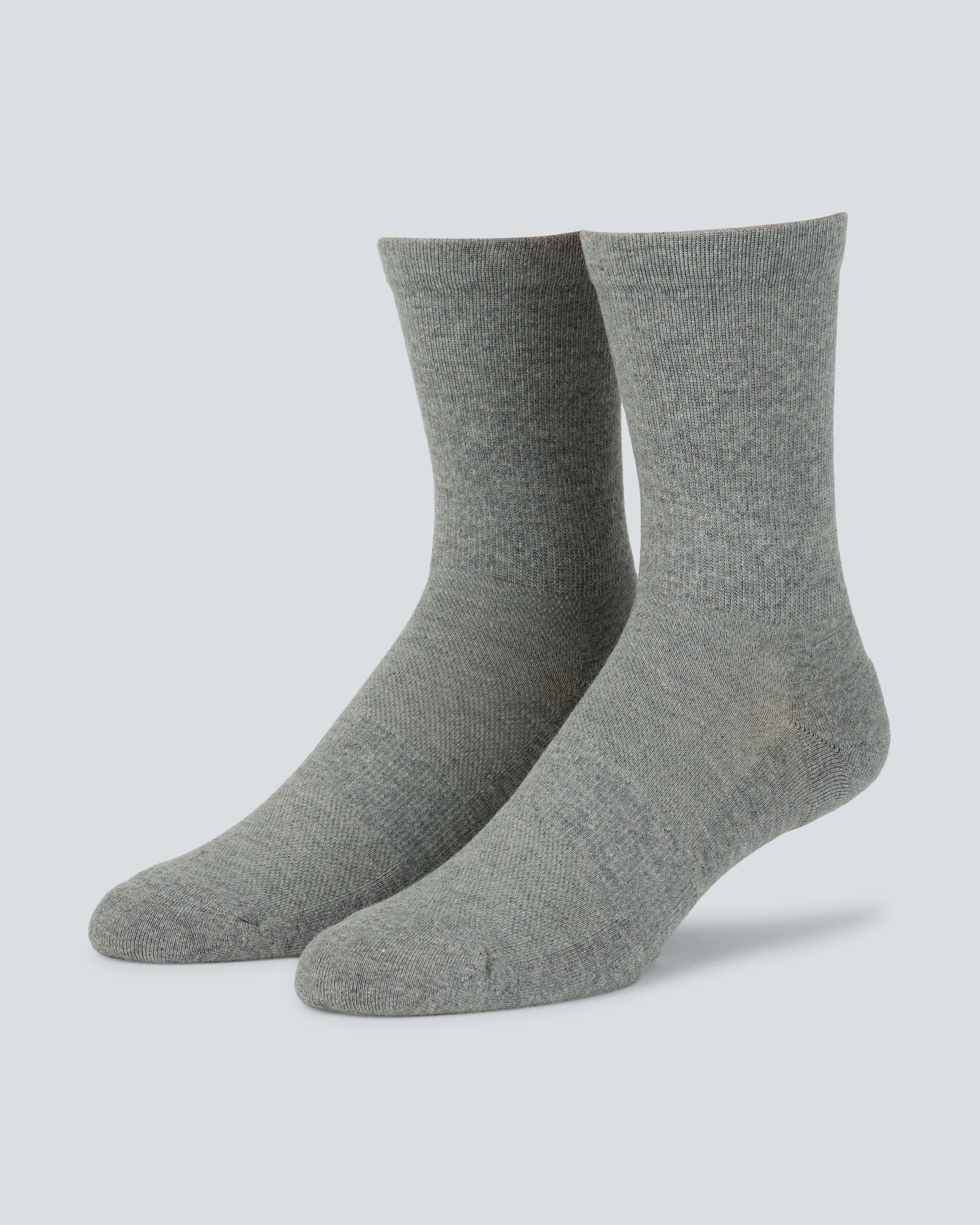 All Time Mid Crew Socks |Athletic Heather| gray municipal mid-length socks facing left 