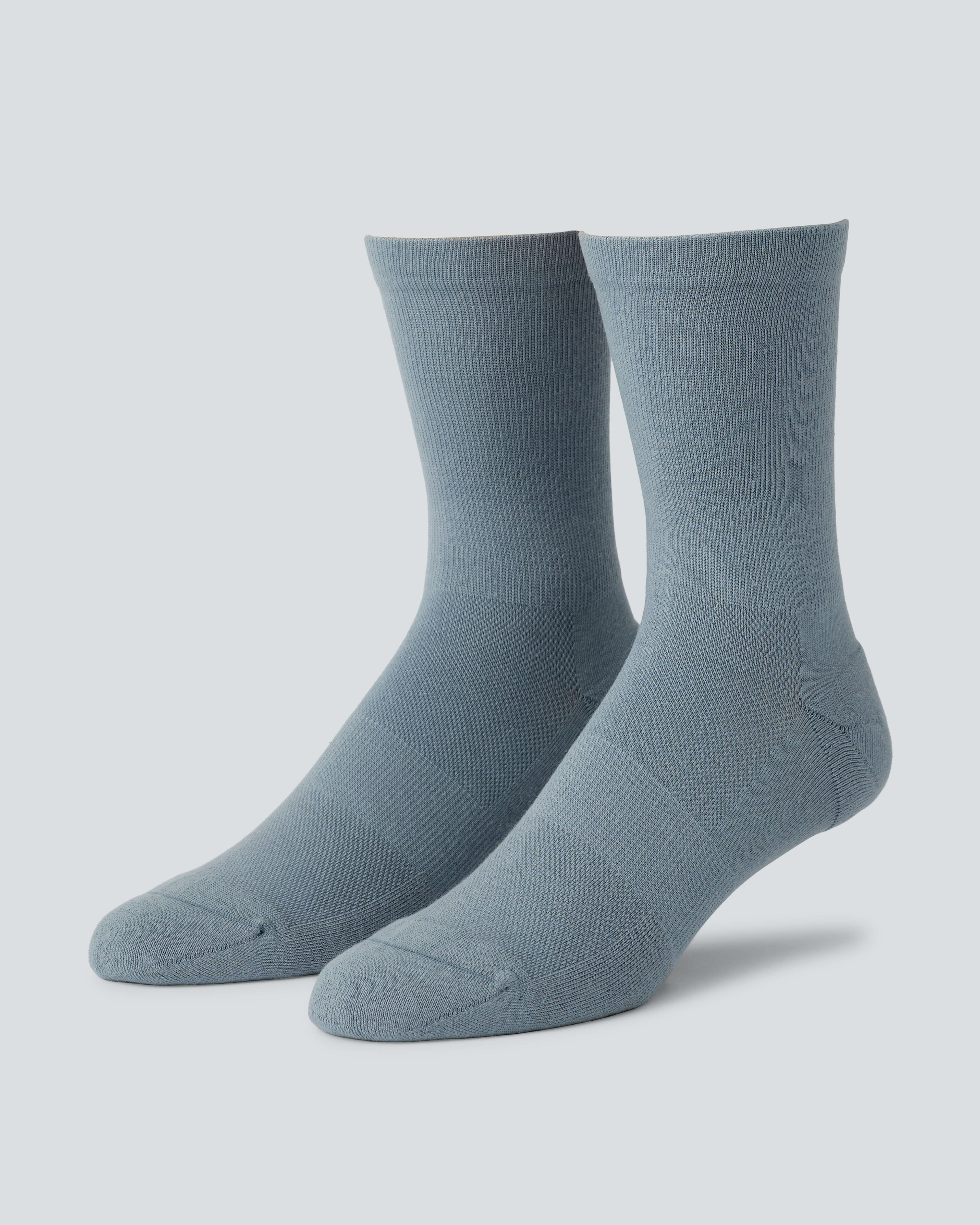 All Time Mid Crew Socks |Tempest| blue municipal mid-length socks facing left 