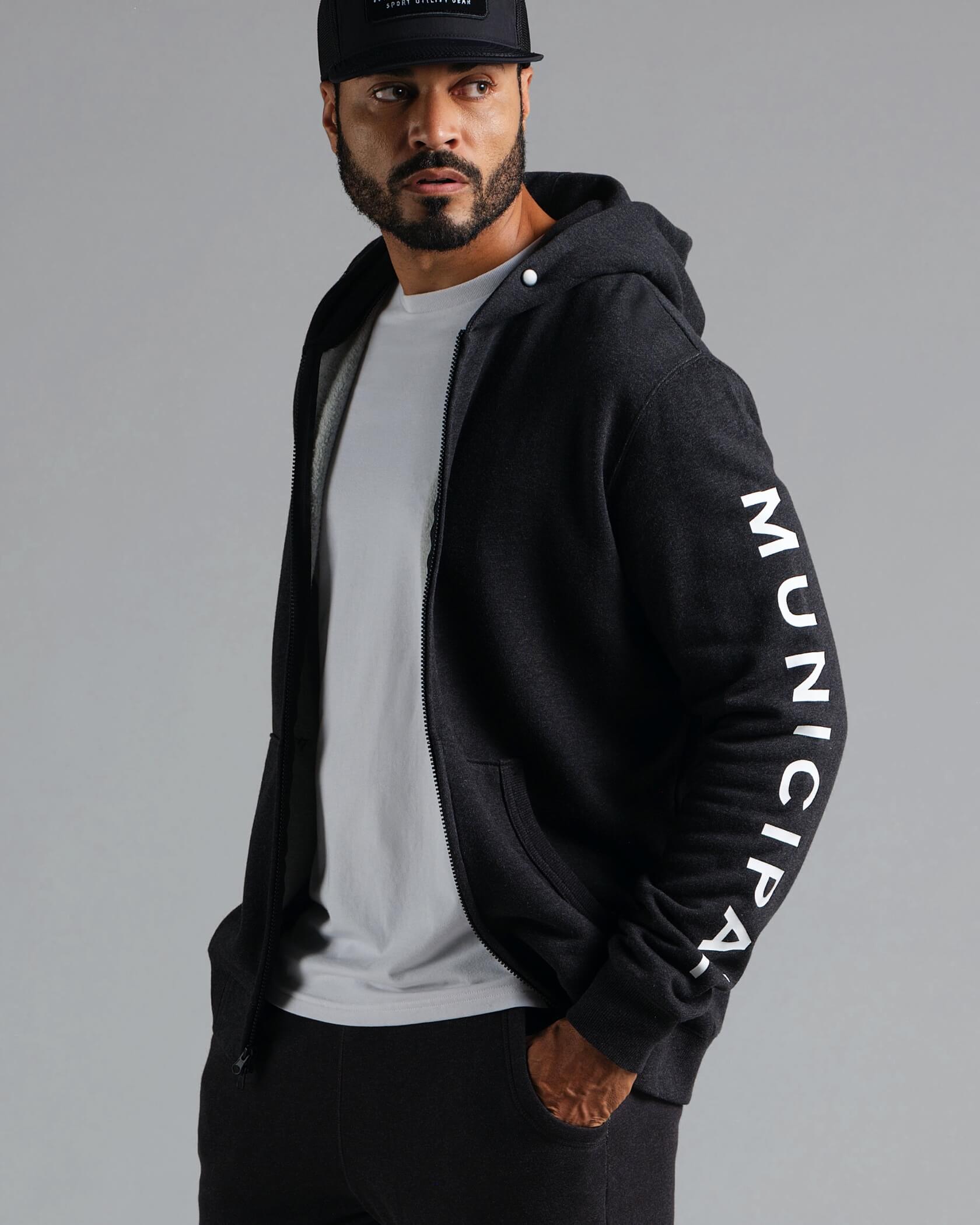 Gameday Full Zip Hoodie |Black Heather| front