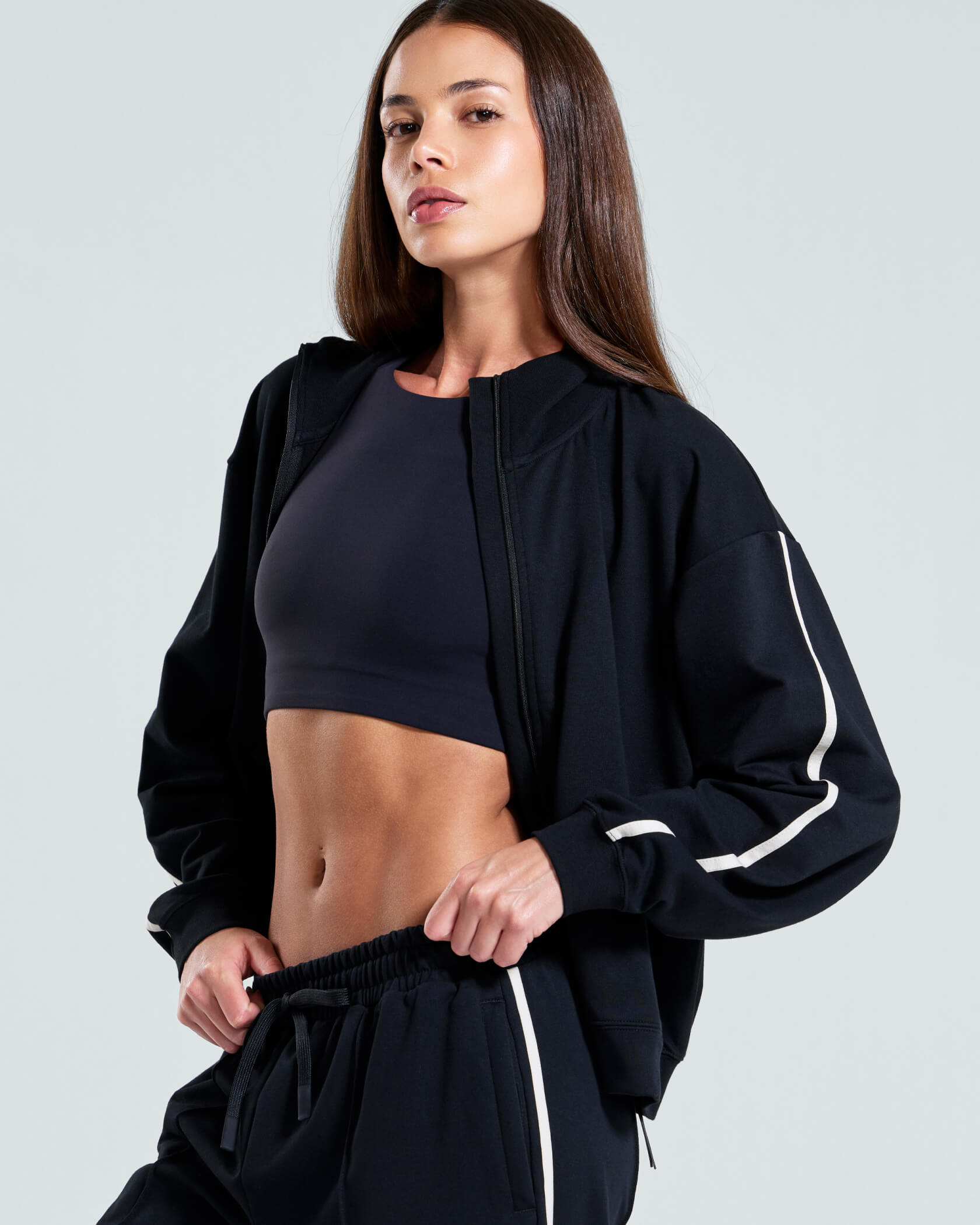 Women's Metro Full Zip Track Jacket |Black| detail