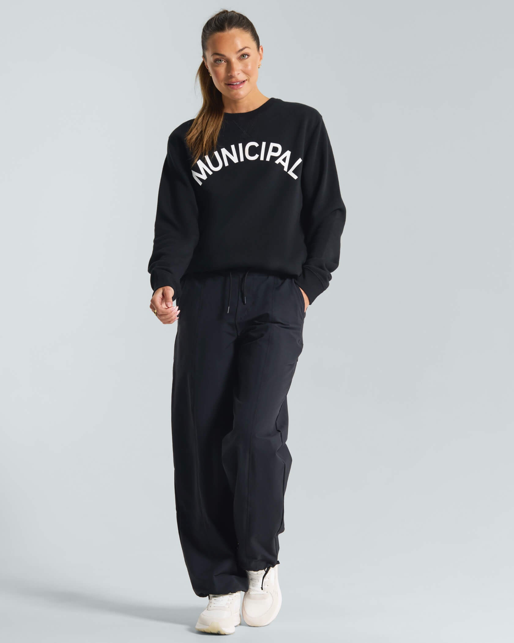 Origin Fleece Crew |Black / White| unisex outfit