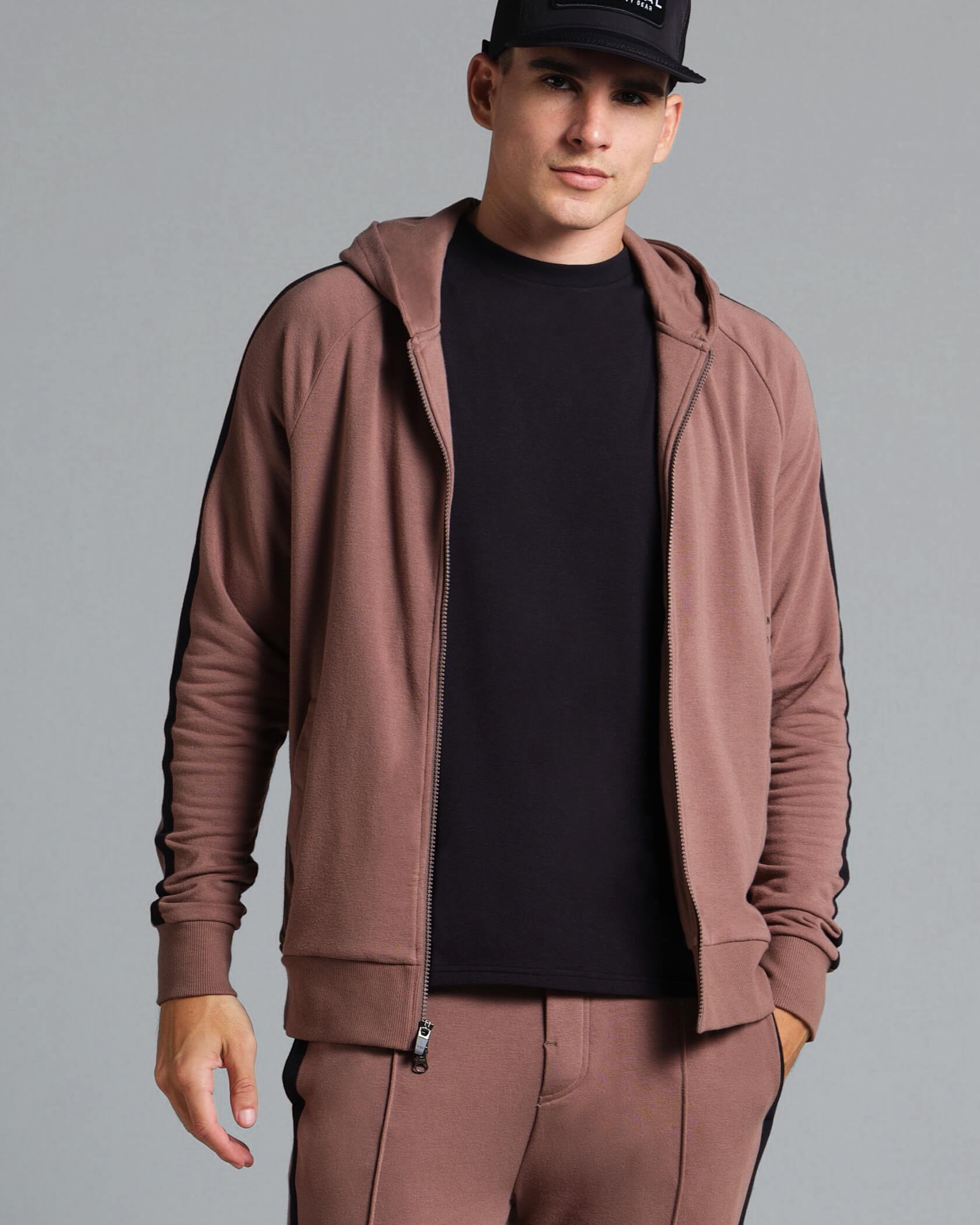 Podium Full Zip Hoodie in Taupe MUNICIPAL