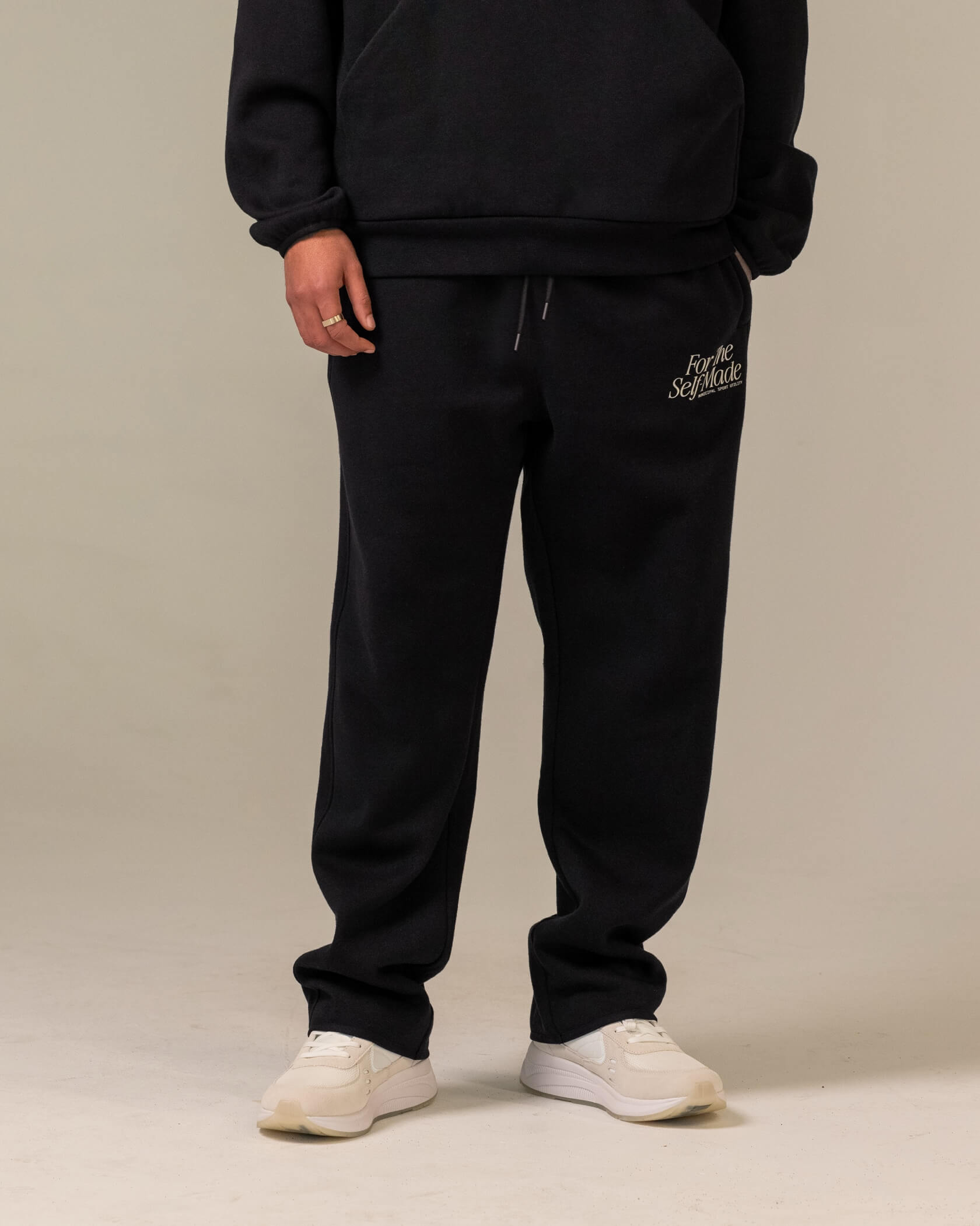 Self-Made Straight Leg Sweatpants |Black| front