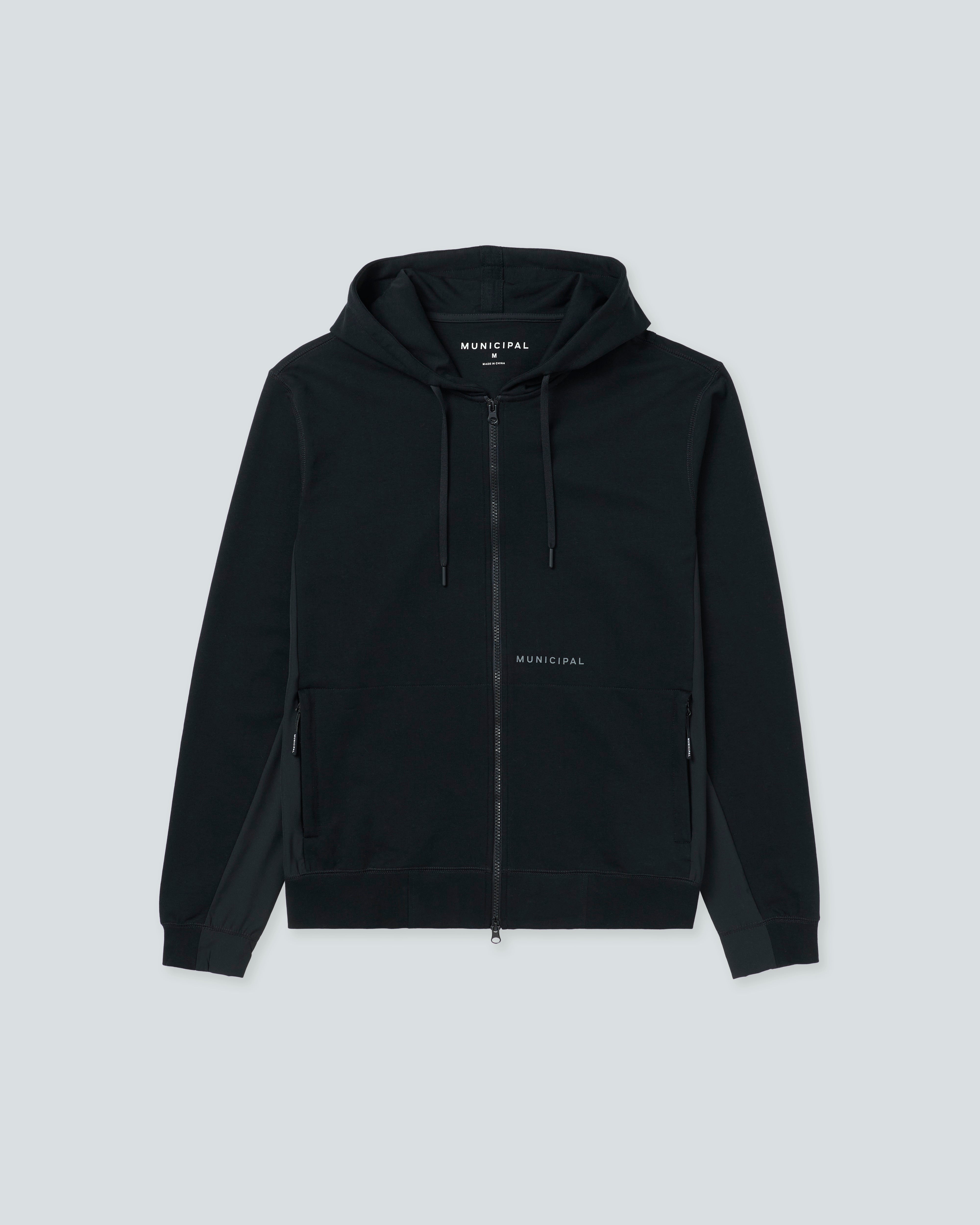 Sport Utility Full Zip Hoodie |Black| flat front