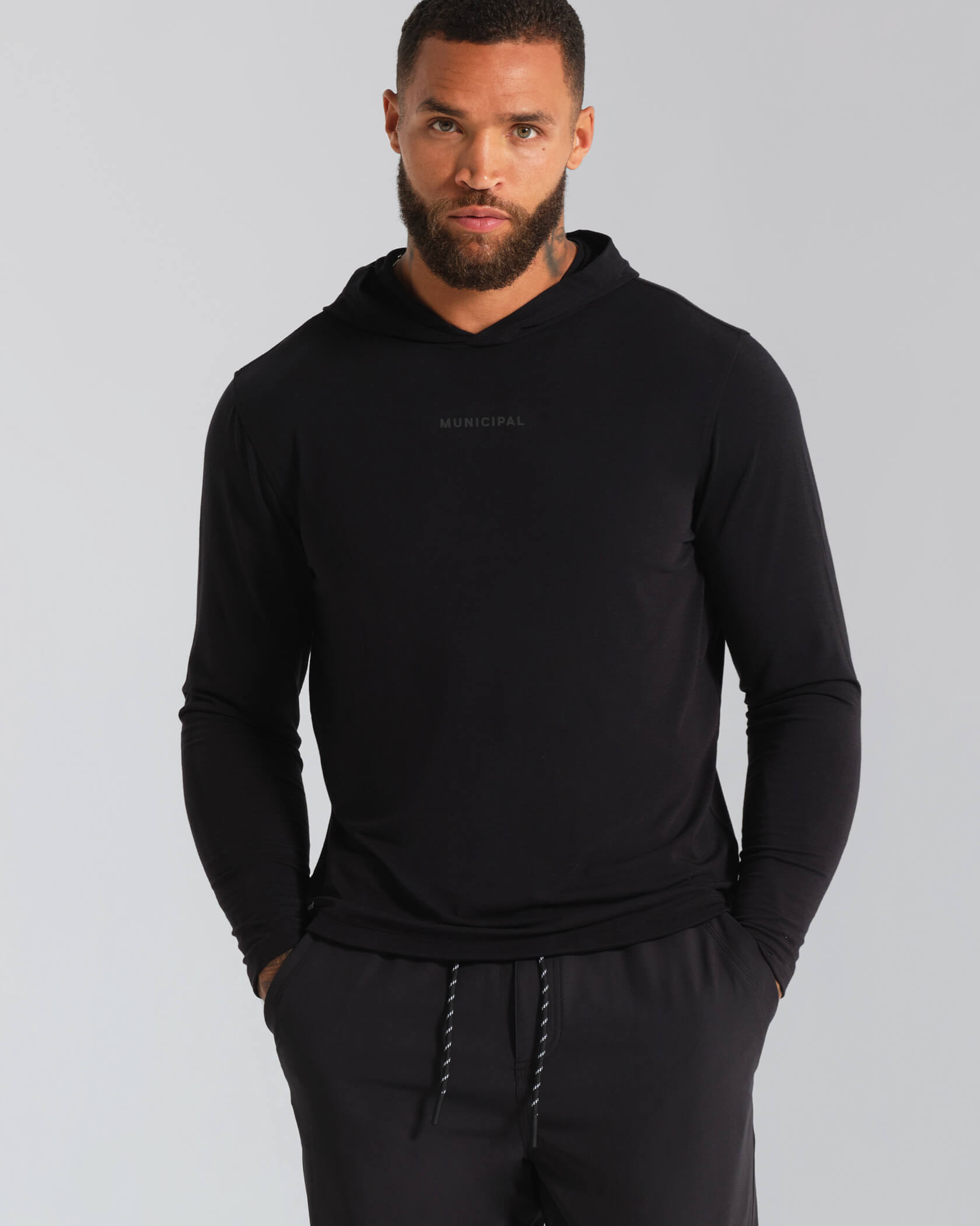 Sport Utility LS Hooded T-Shirt |Black| front