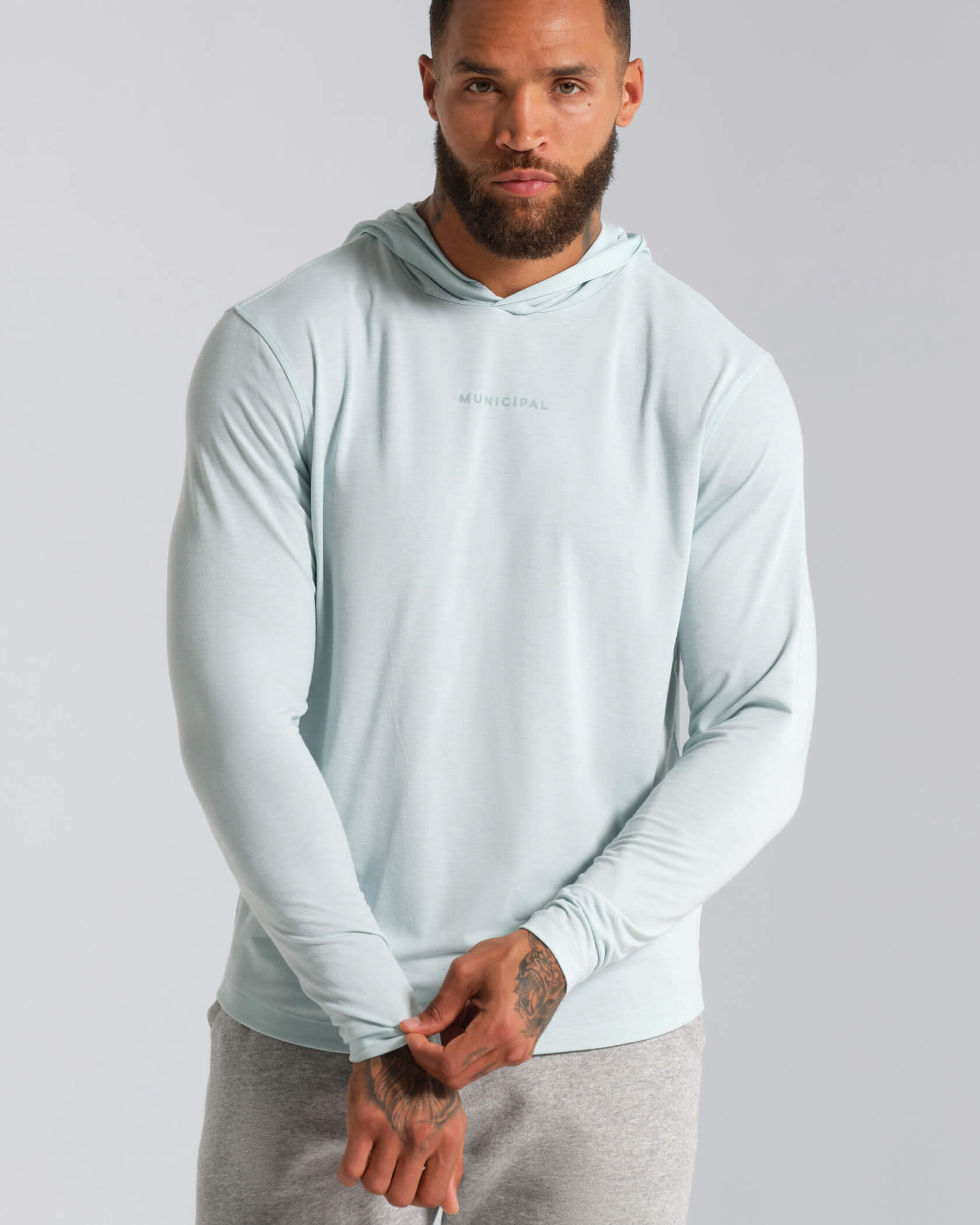 Sport Utility LS Hooded T-Shirt |Blue Sage Heather| front