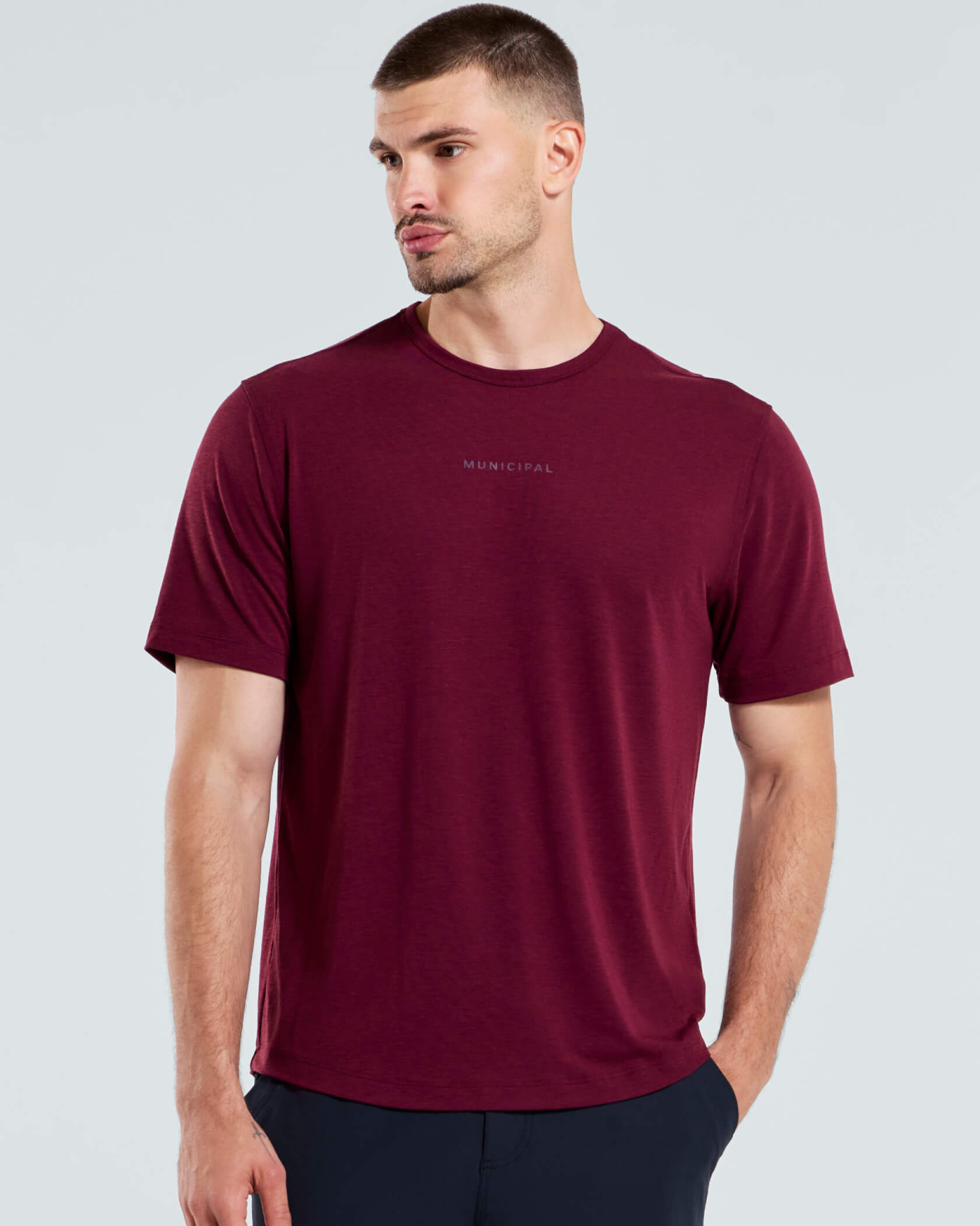 Sport Utility T-Shirt |Merlot Heather| lifestyle