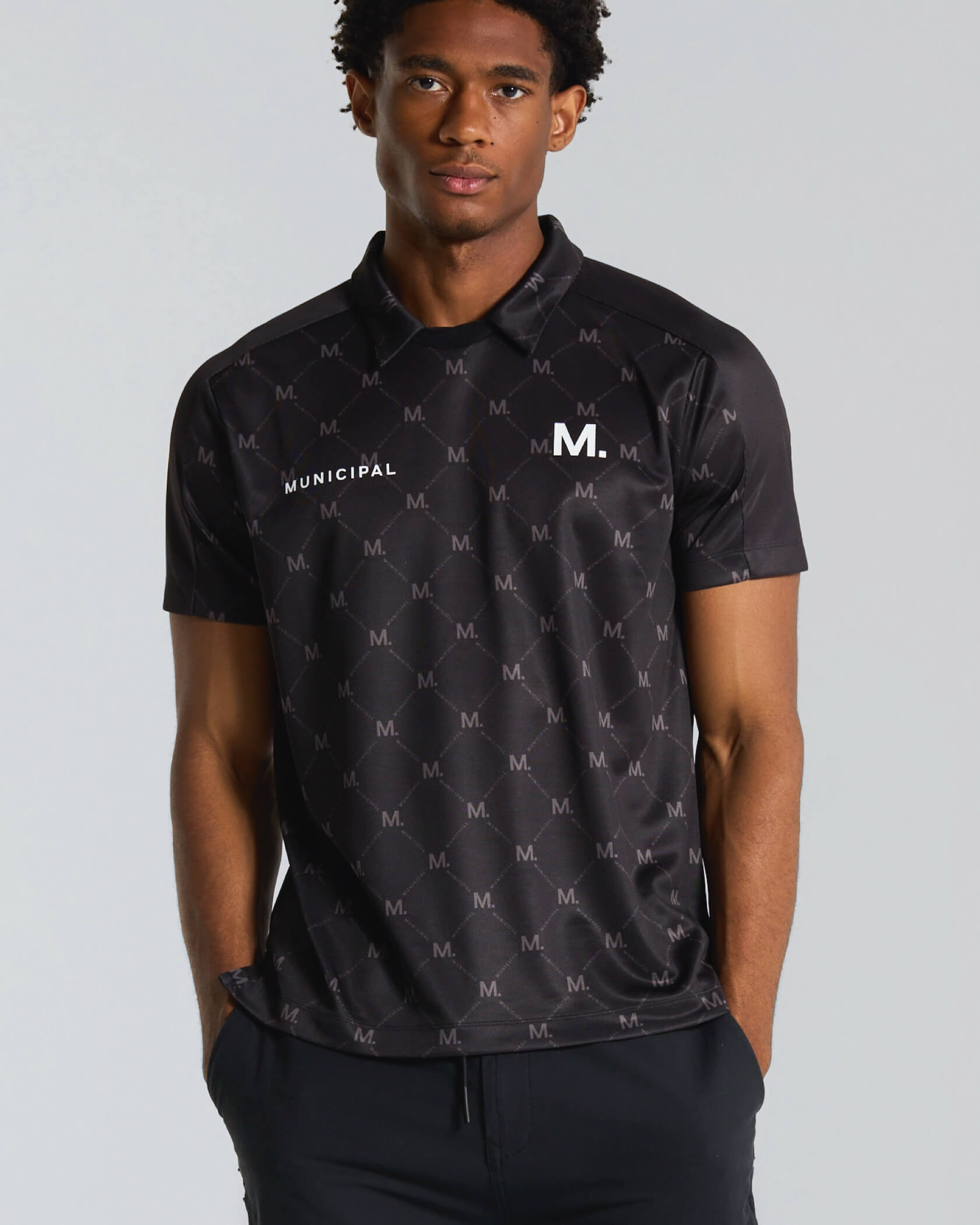 Sportcross Crested Crew Polo |Black M. Repeat| front