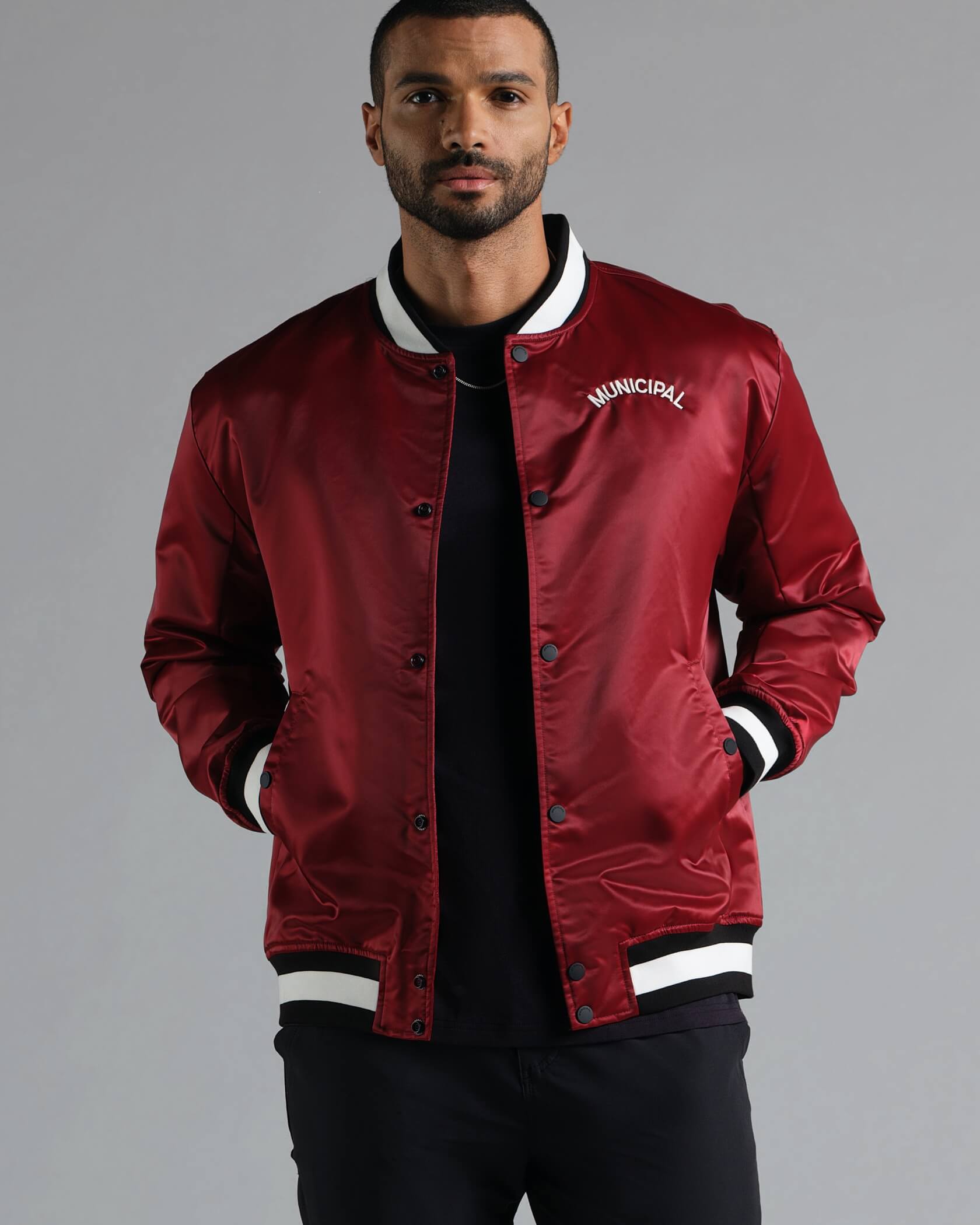 Varsity Jacket in Cardinal MUNICIPAL