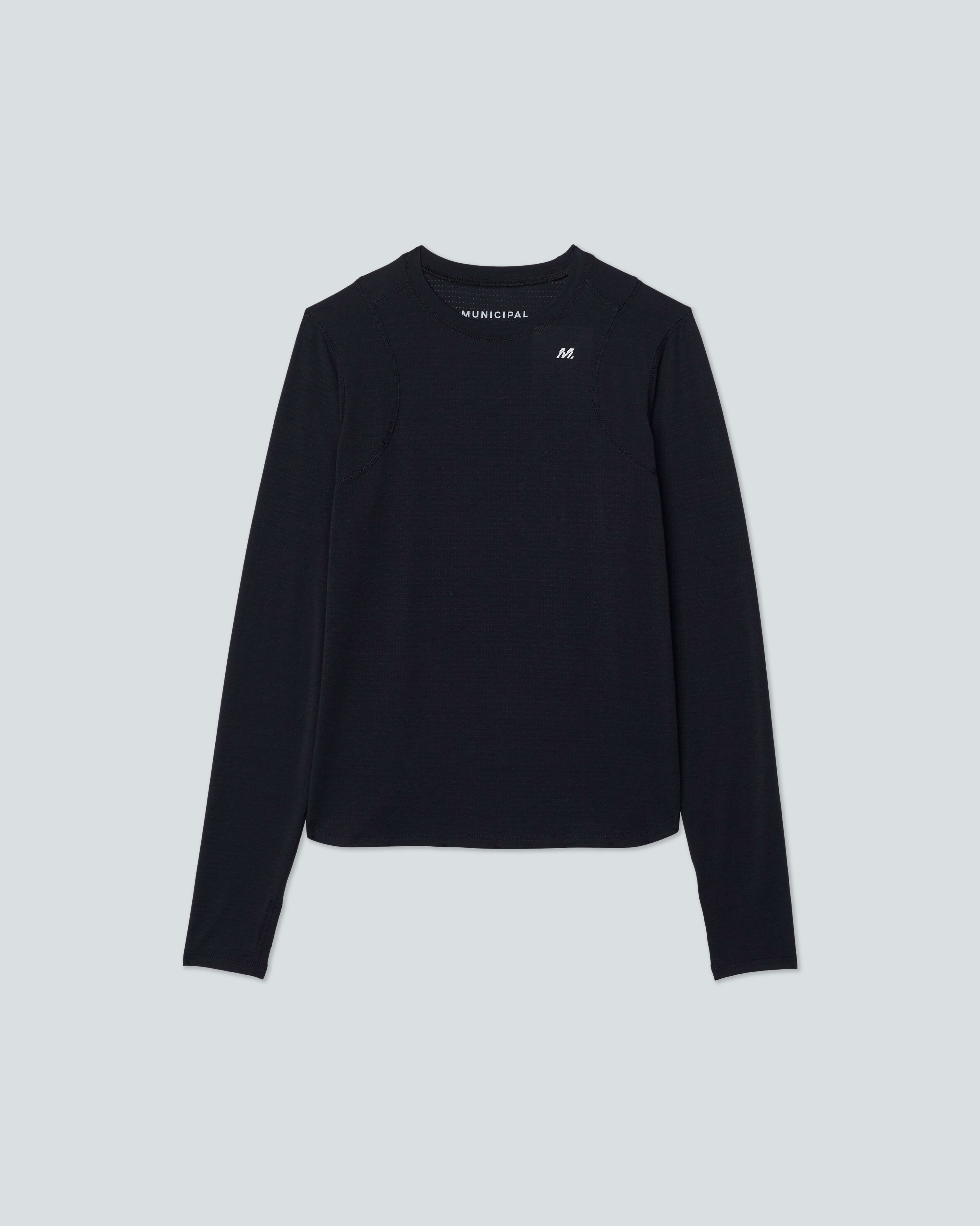 Women's 4AM. LS T-Shirt |Black| flat front