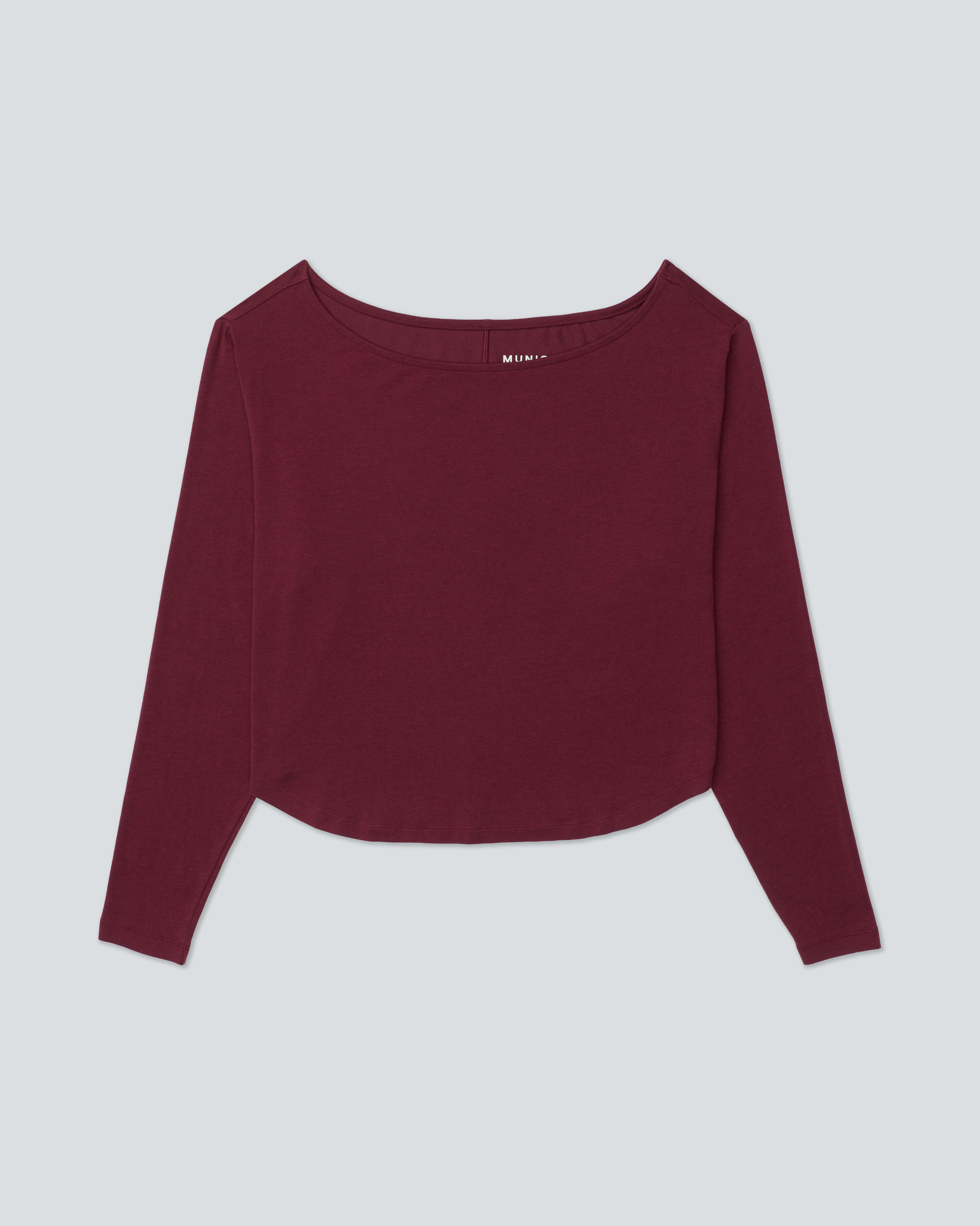 Women's Low Key LS T-Shirt |Merlot| flat front