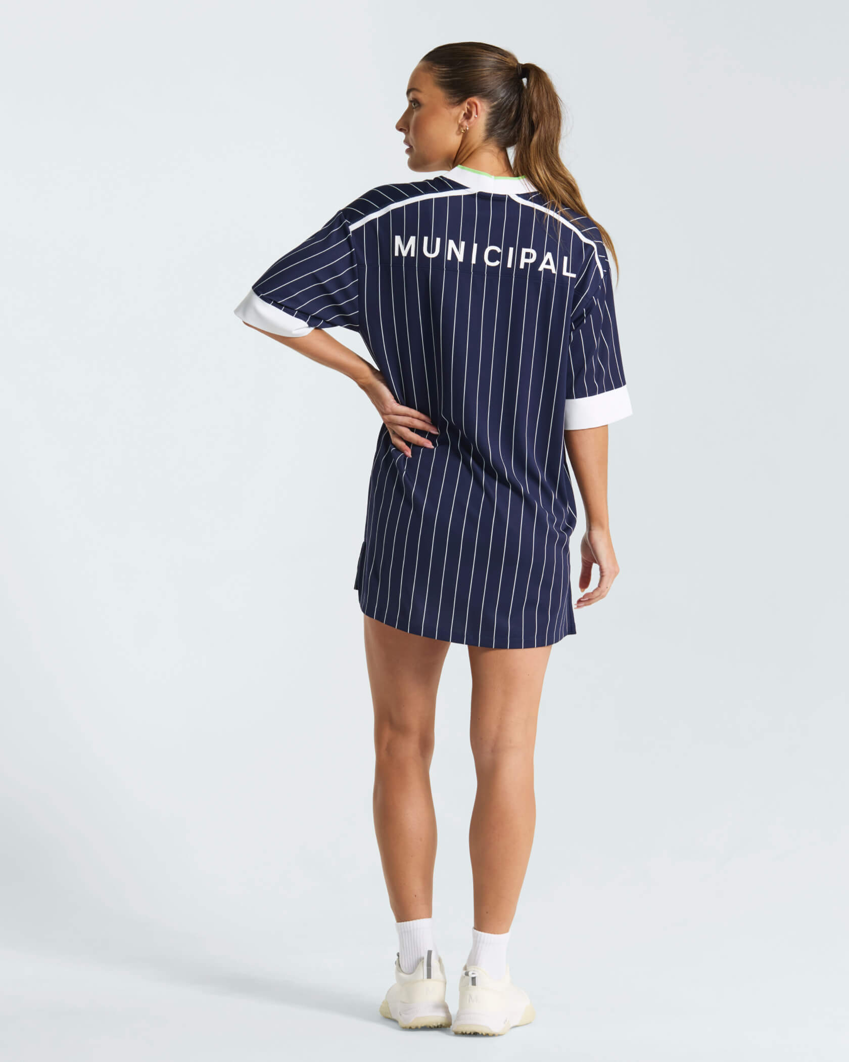 Women's Match Day Dress |Navy Stripe| back