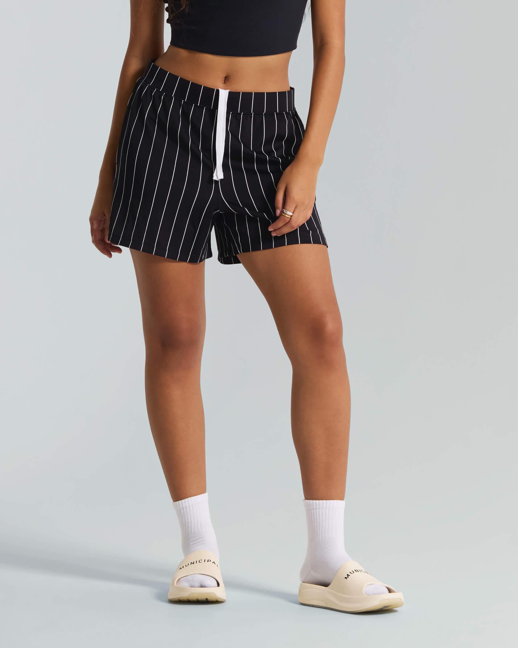 Women's Match Day Shorts |Black Stripe| front