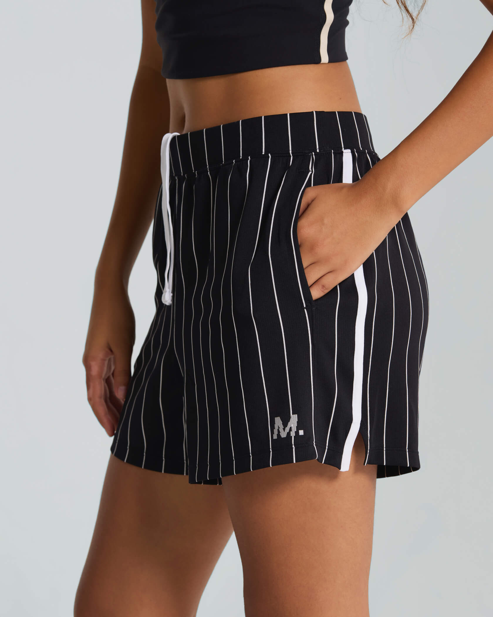 Women's Match Day Shorts |Black Stripe| side