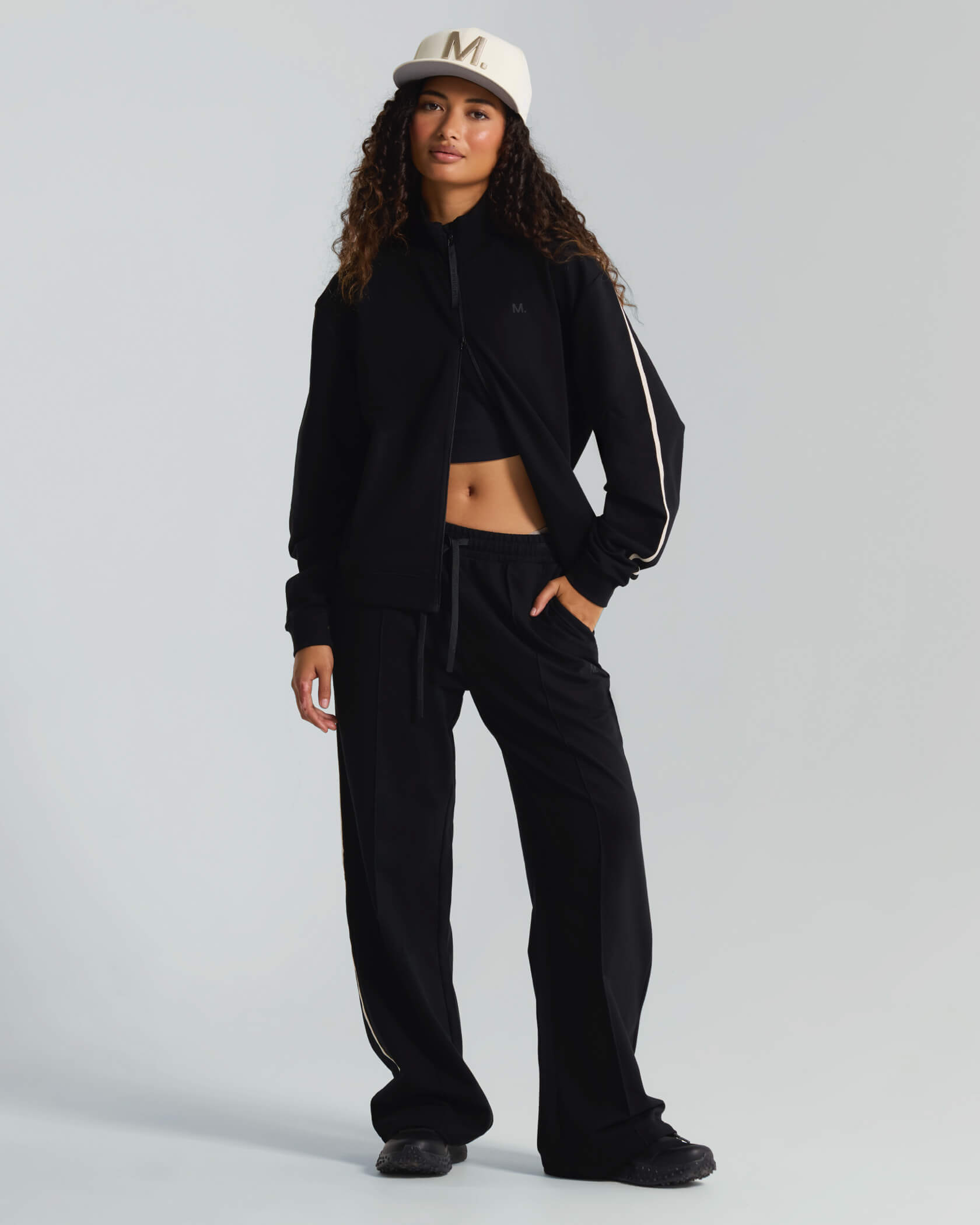 Women's Metro Wide Leg Trackpants |Black| outfit