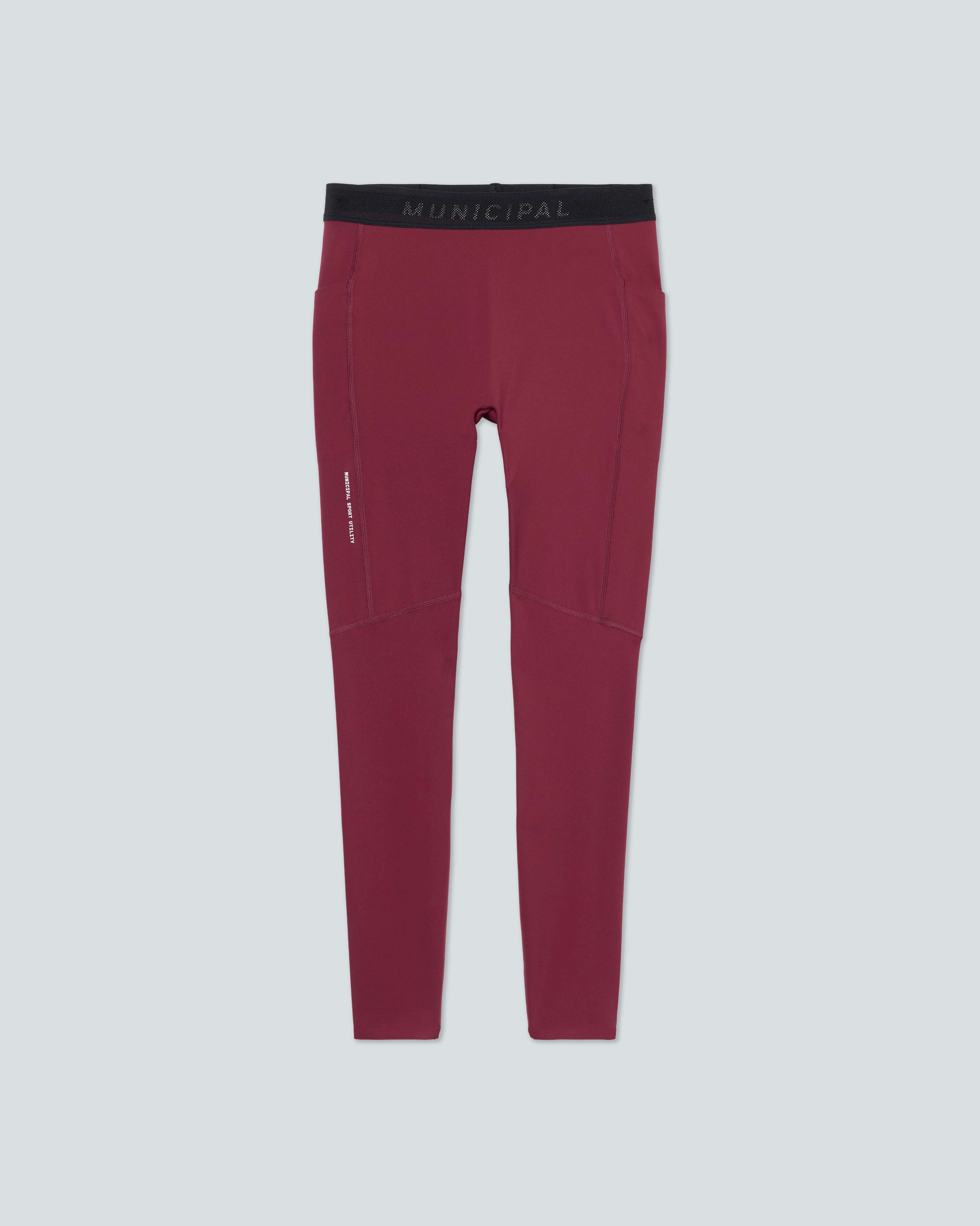 Women's Run Core Legging |Merlot| flat front