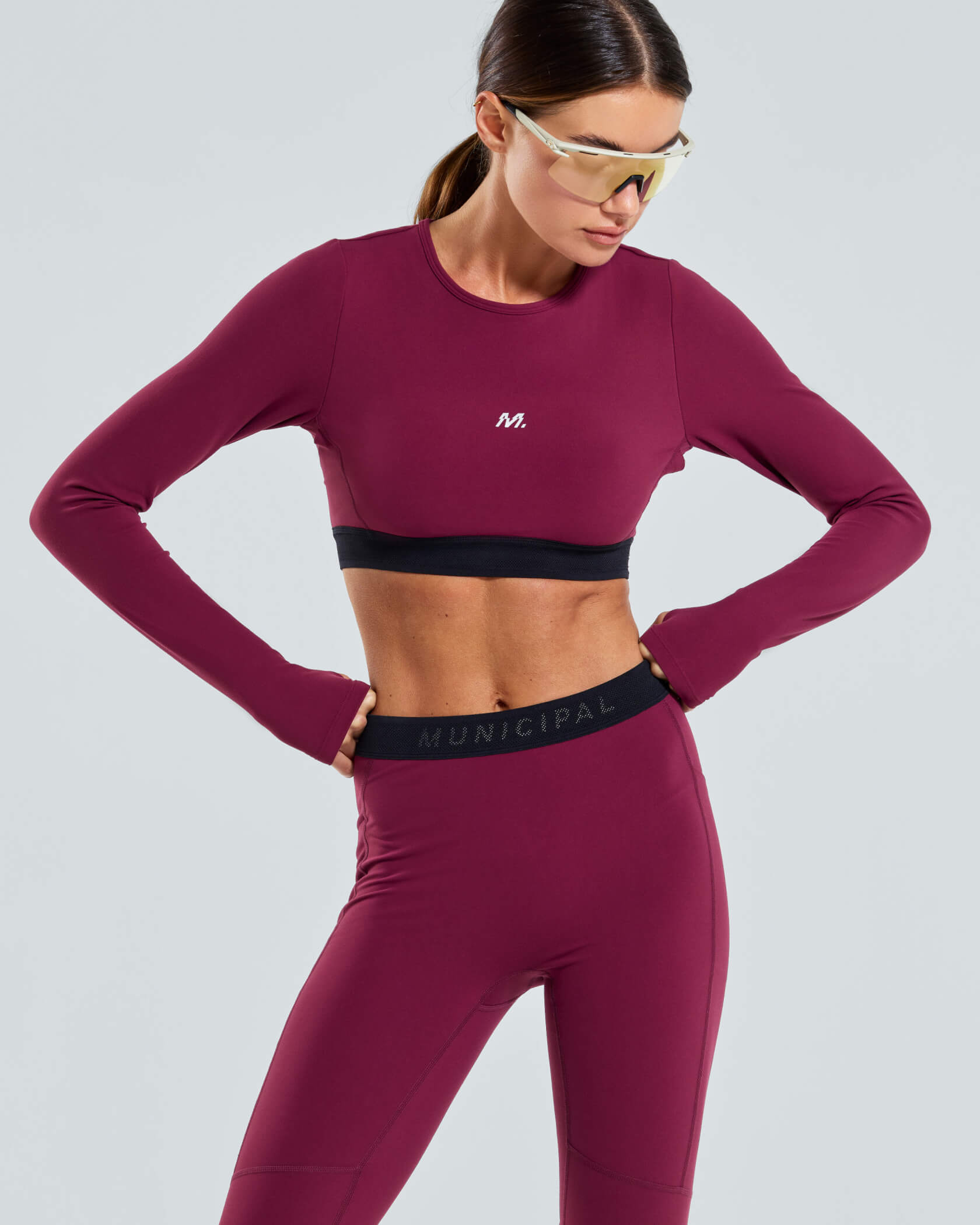 Women's Run Core LS Bra |Merlot| lifestyle
