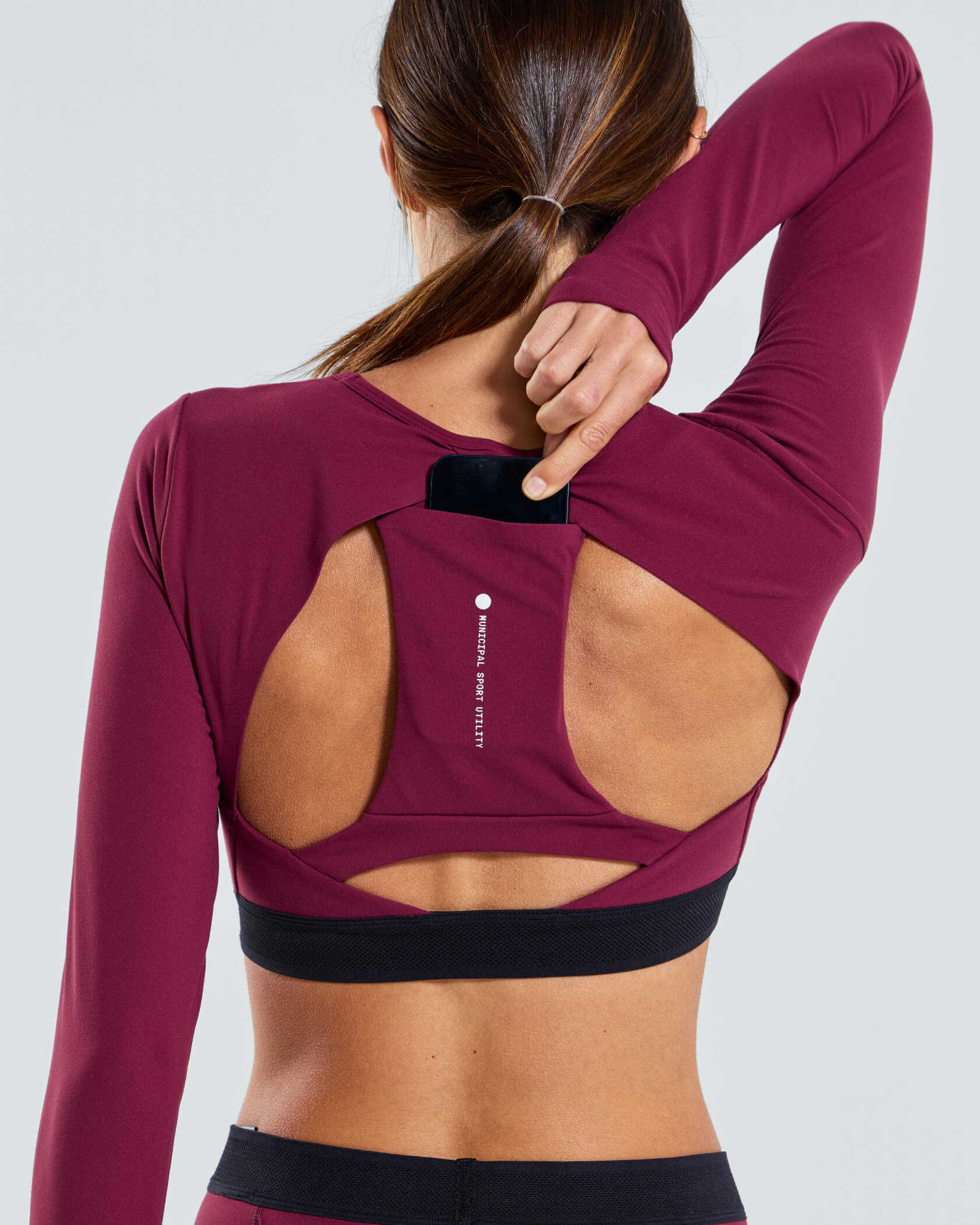Women's Run Core LS Bra |Merlot| detail