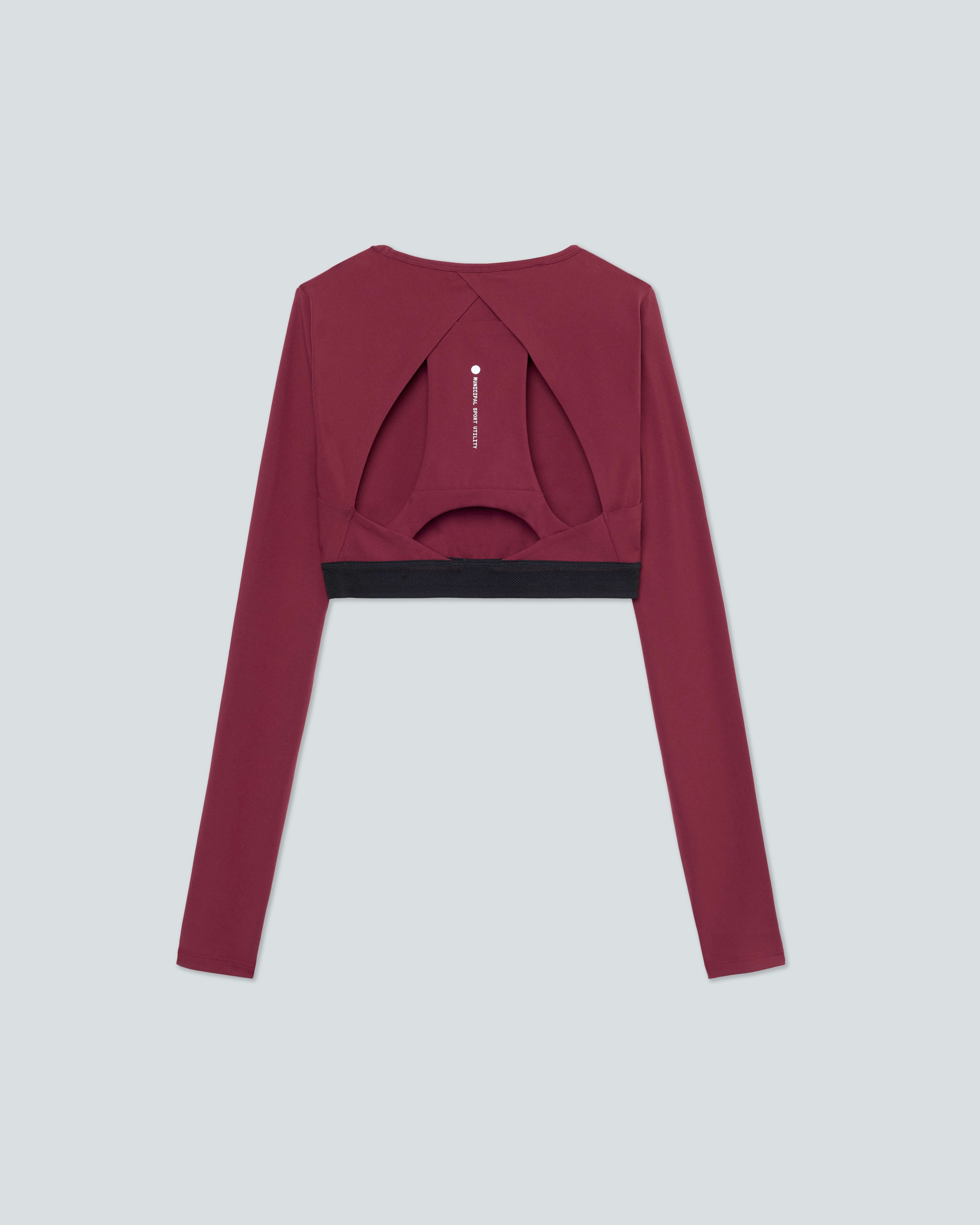 Women's Run Core LS Bra |Merlot| flat back