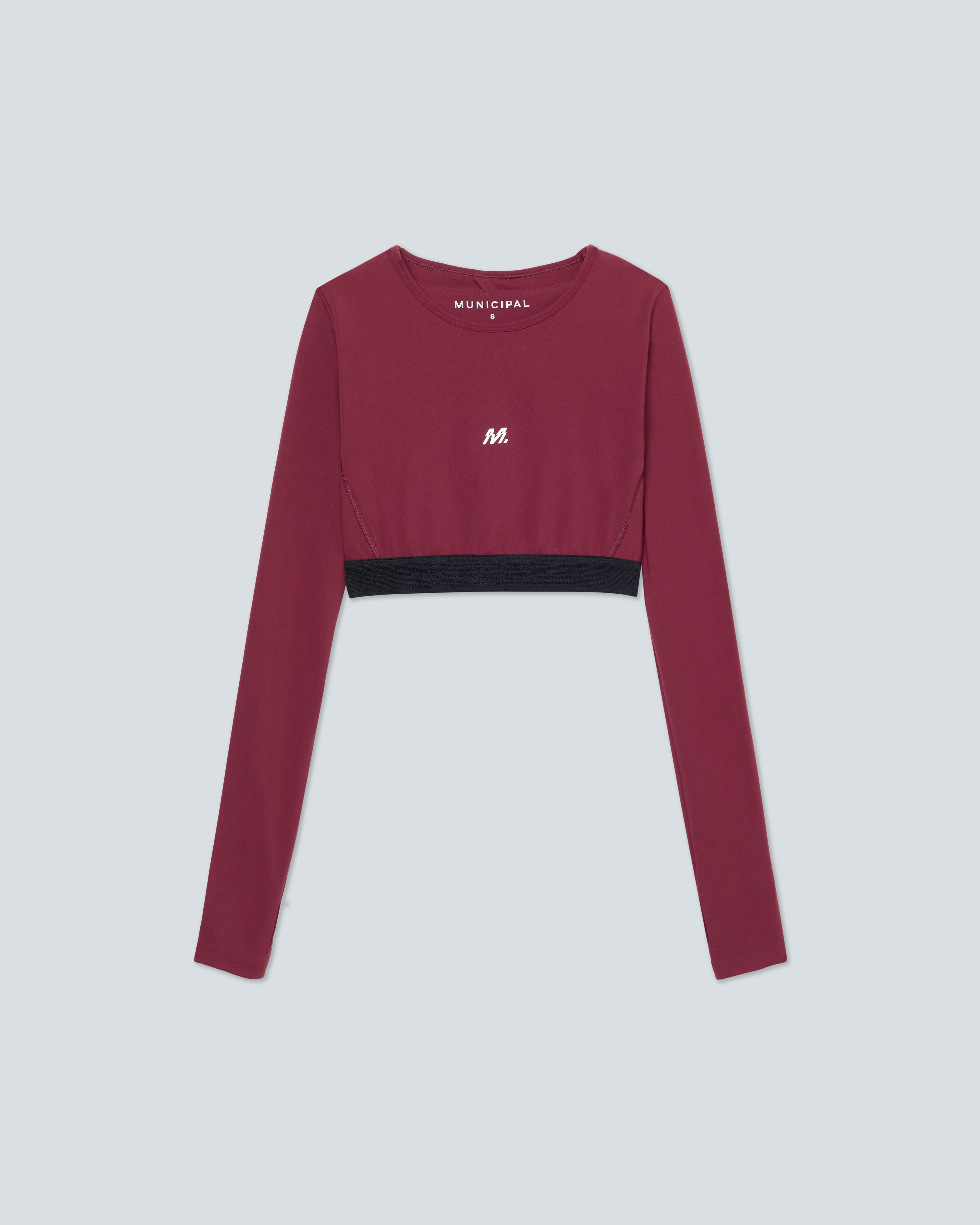 Women's Run Core LS Bra |Merlot| flat front