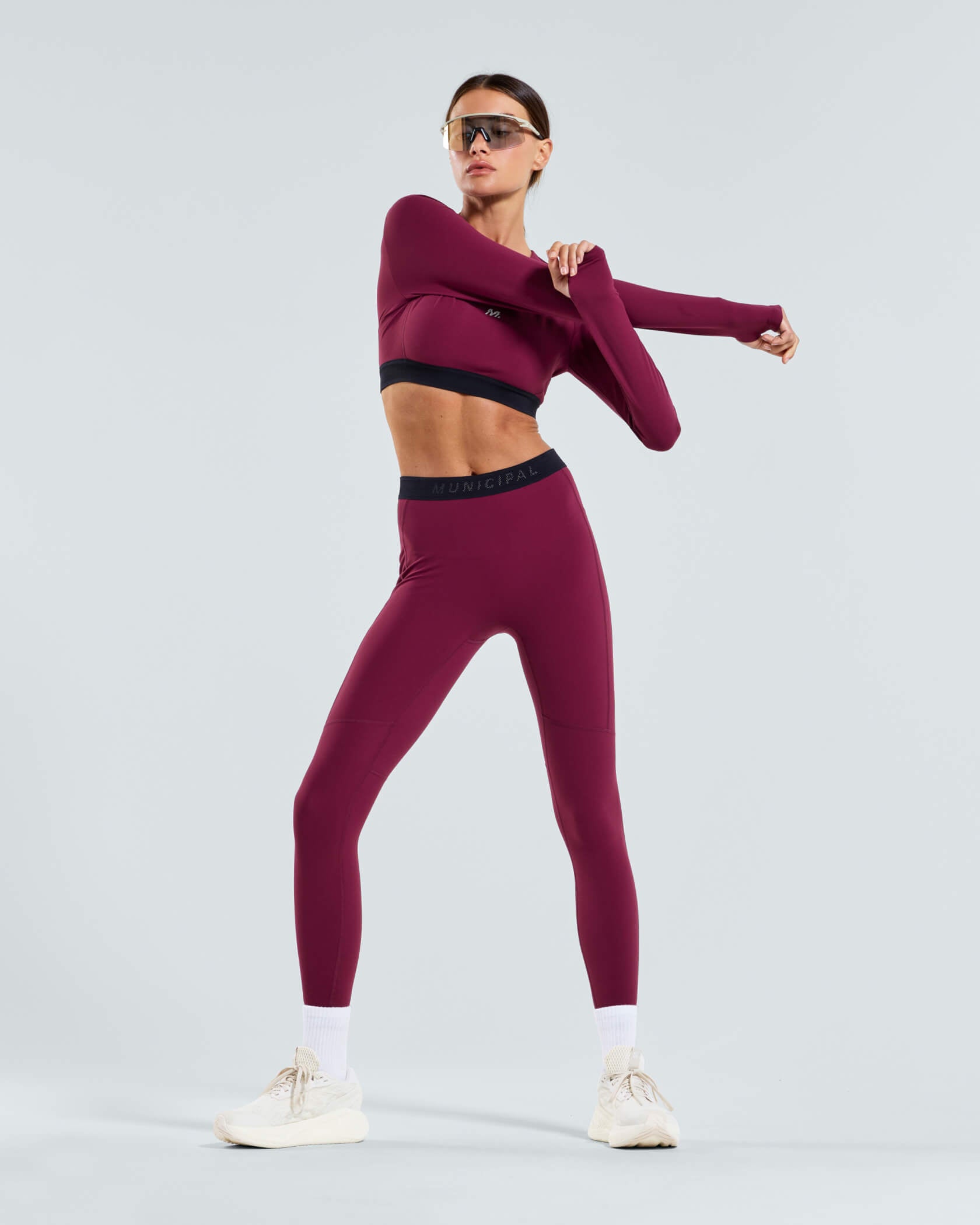 Women's Run Core LS Bra |Merlot| lifestyle