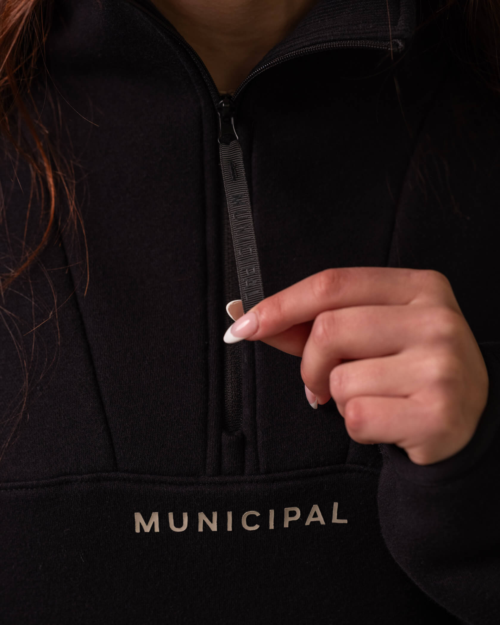 Women's Self-Made Half Zip |Black| zipper