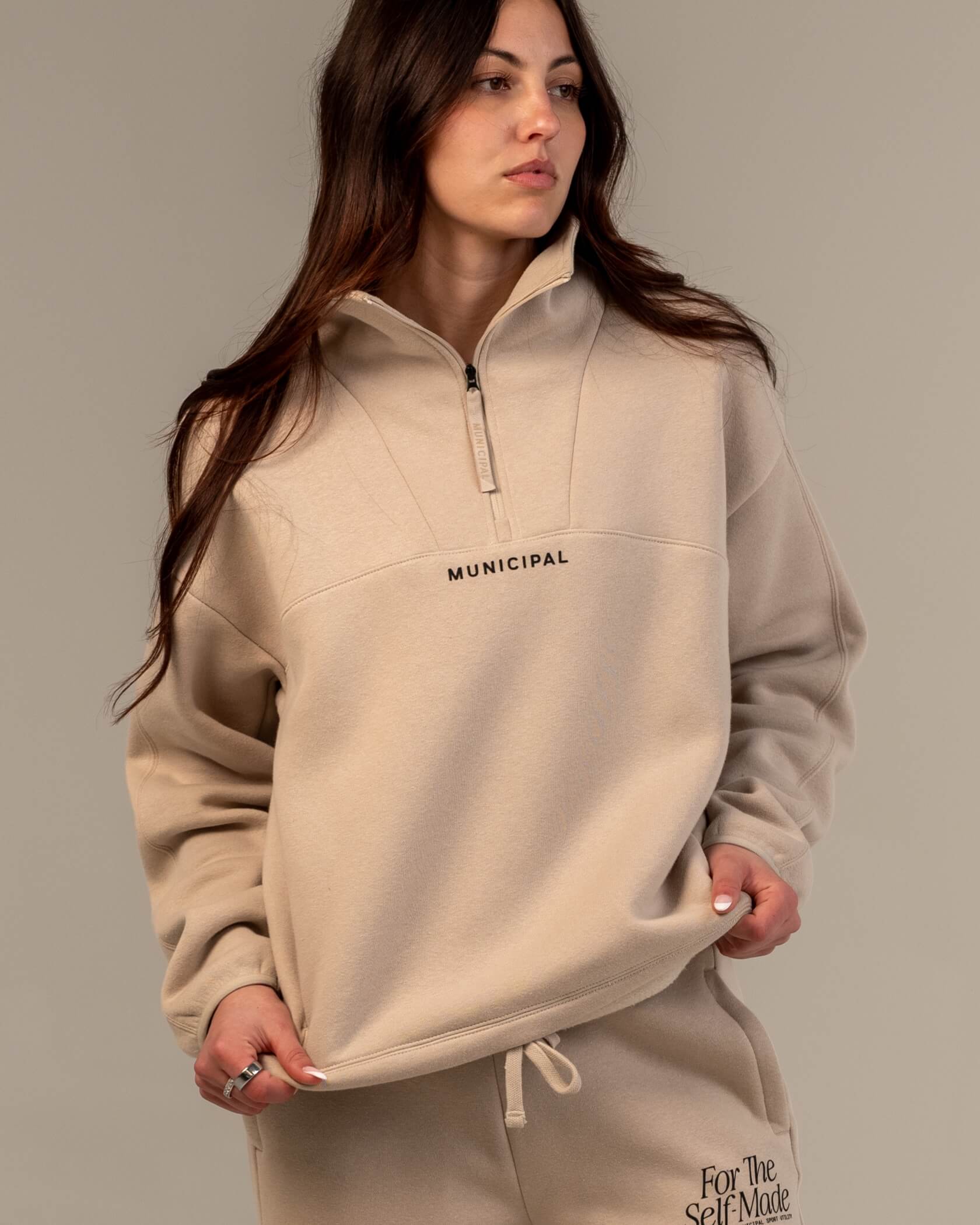 Women's Self-Made Half Zip |Silver Lining| front