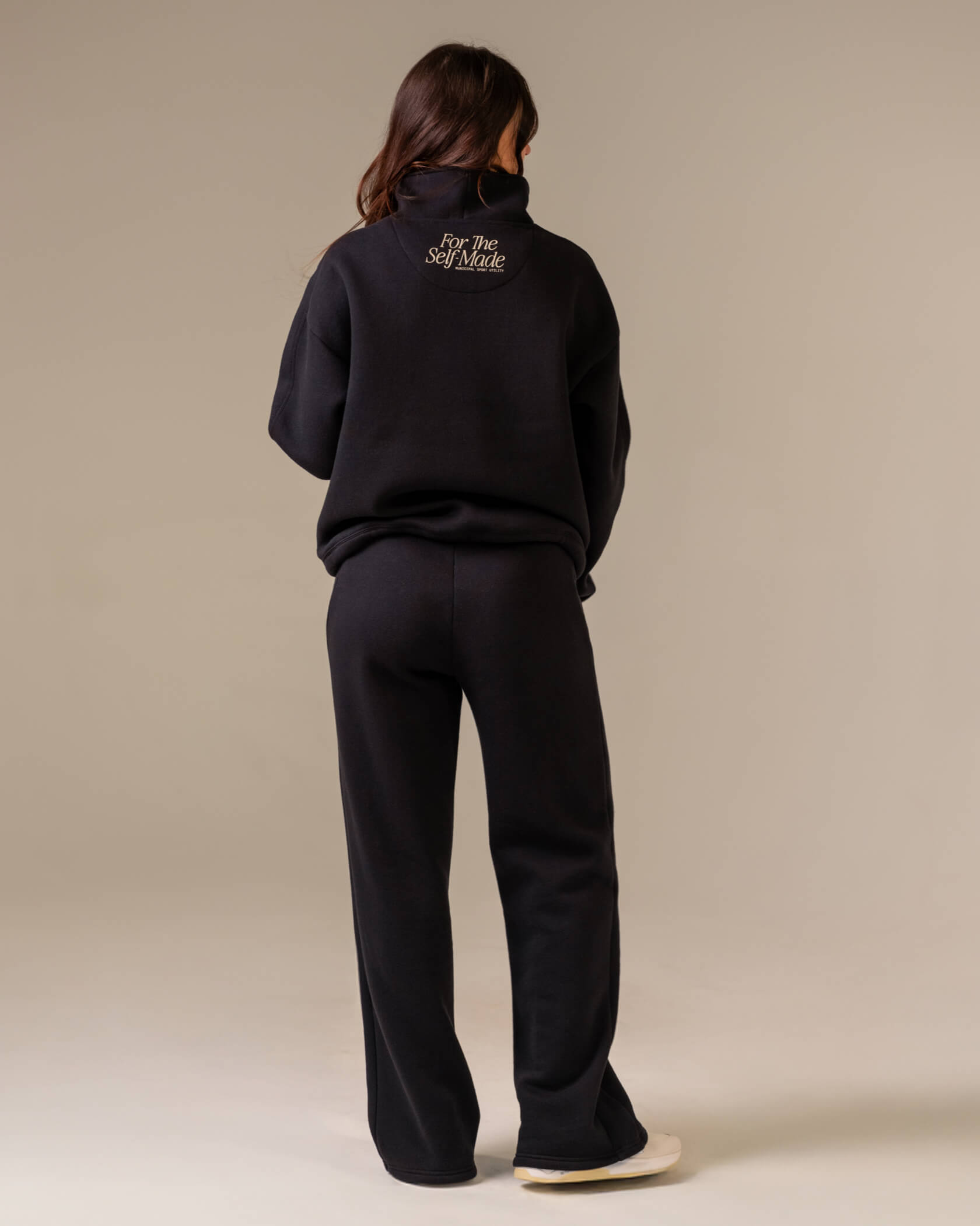 Women's Self-Made Straight Leg Sweatpants |Black| outfit back