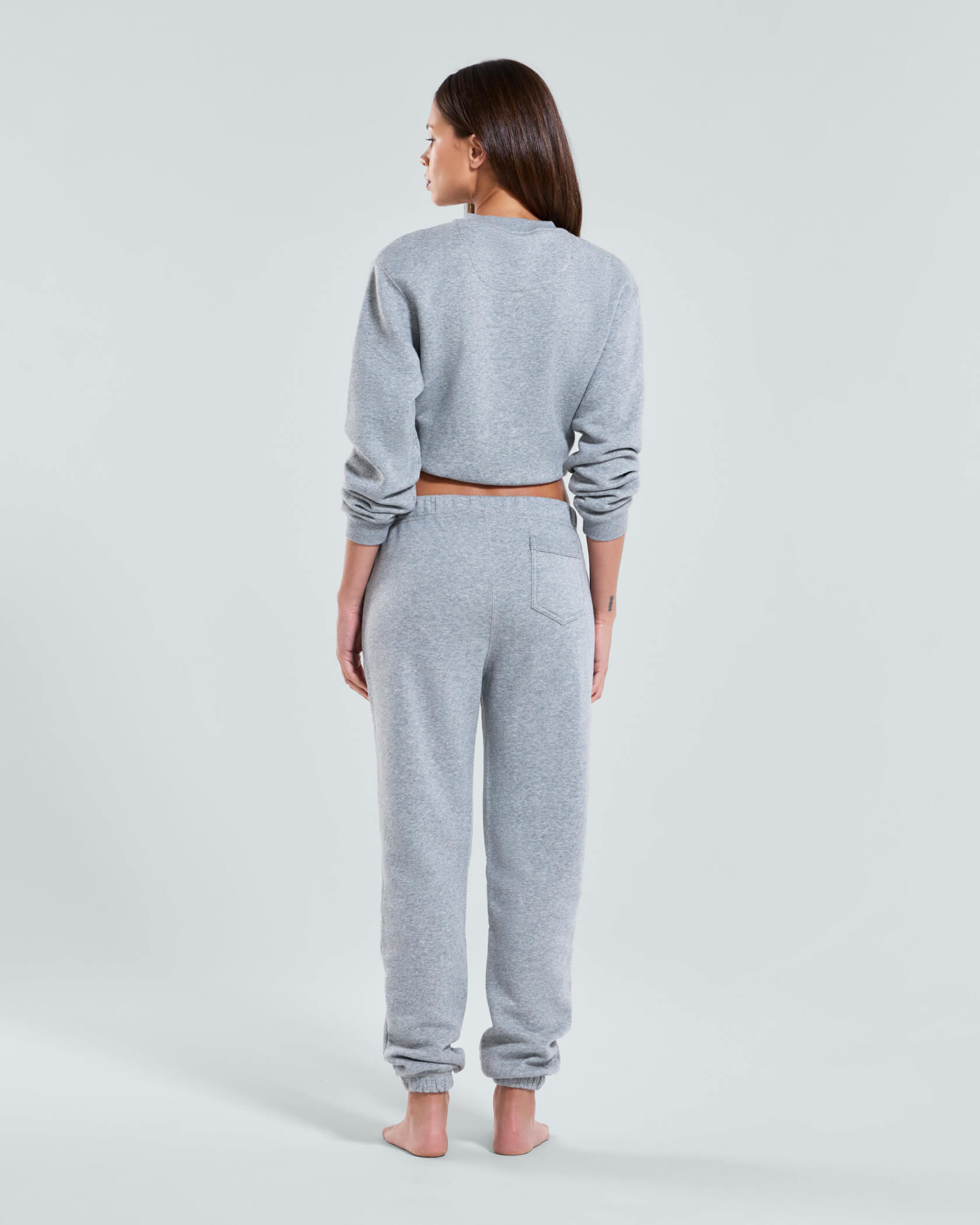 Women's Varsity Crew Neck |Athletic Gray Heather / White| back
