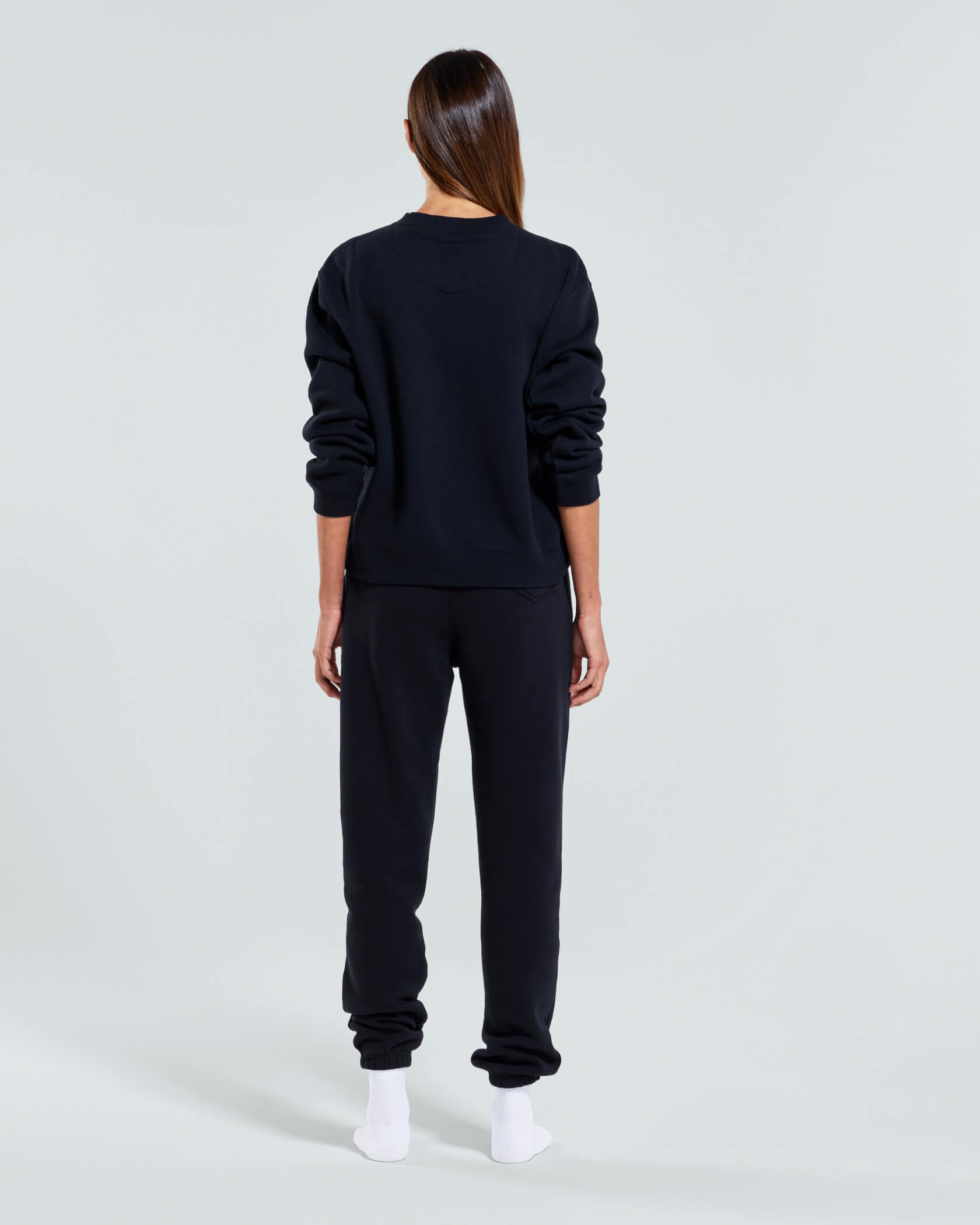 Women's Varsity Crew Neck |Black / White| back
