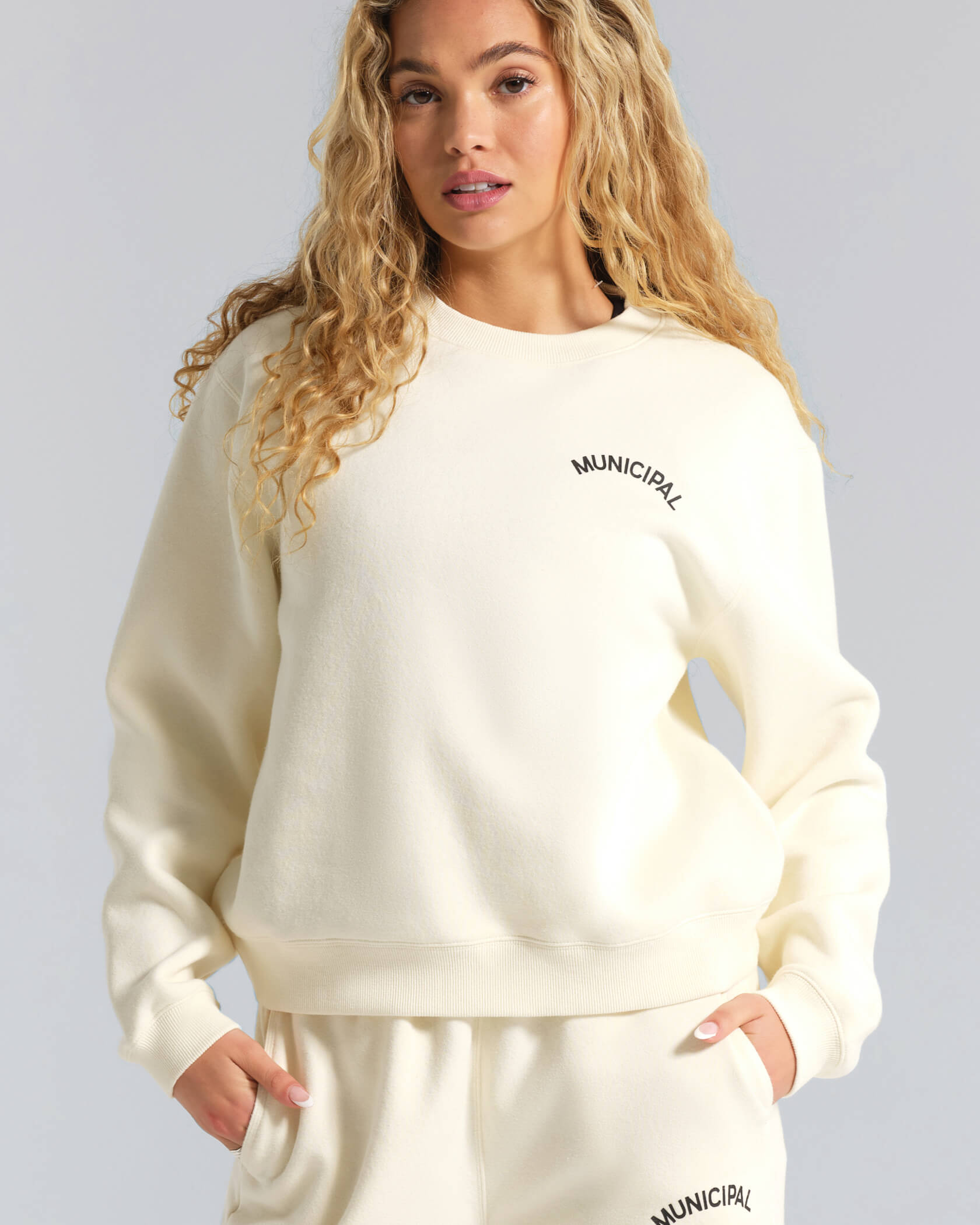 Women's Varsity Crew Neck |Chalk / Black| front